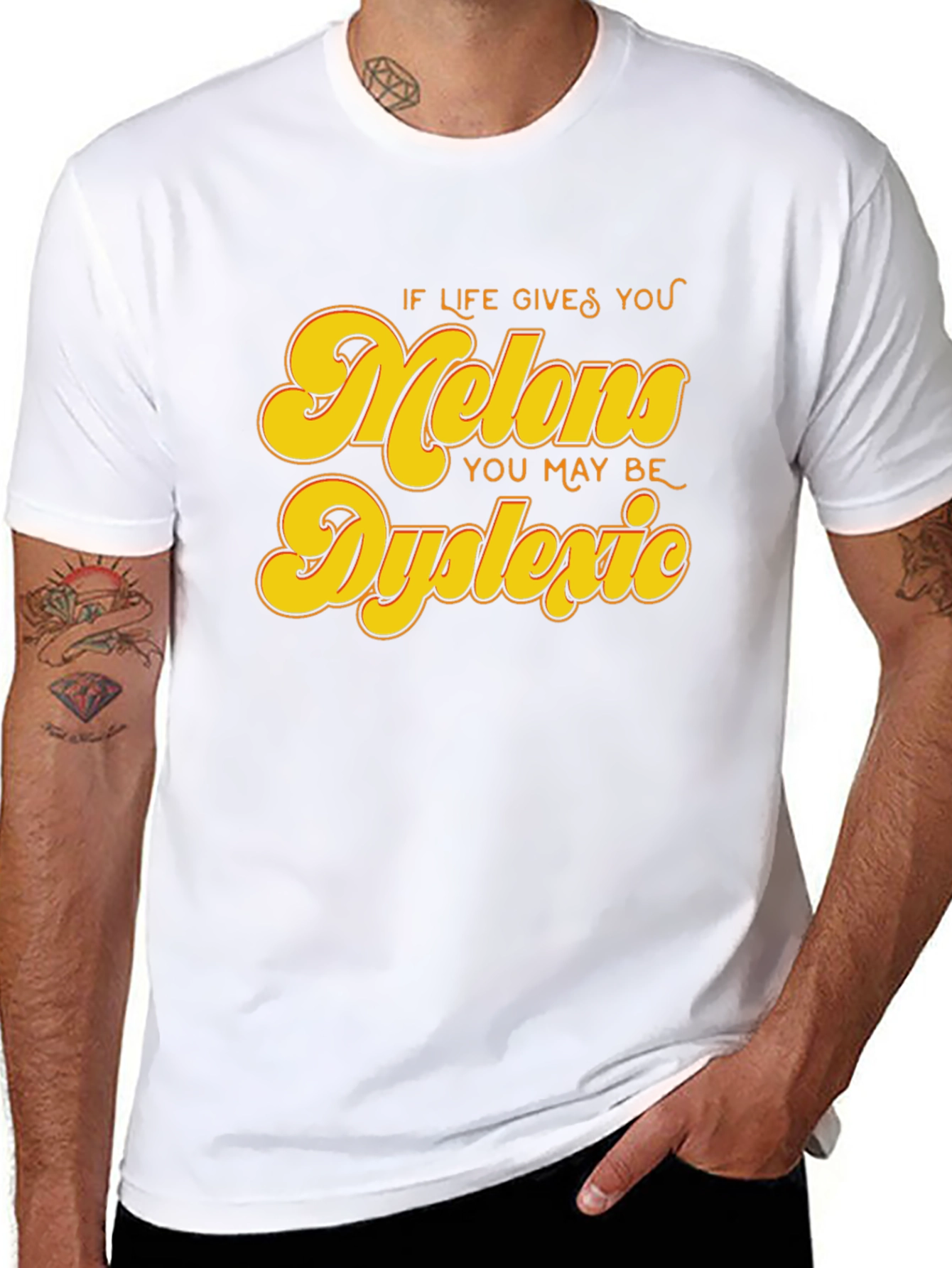 Dyslexic Melons Graphic Tee - Funny Slogan Shirt