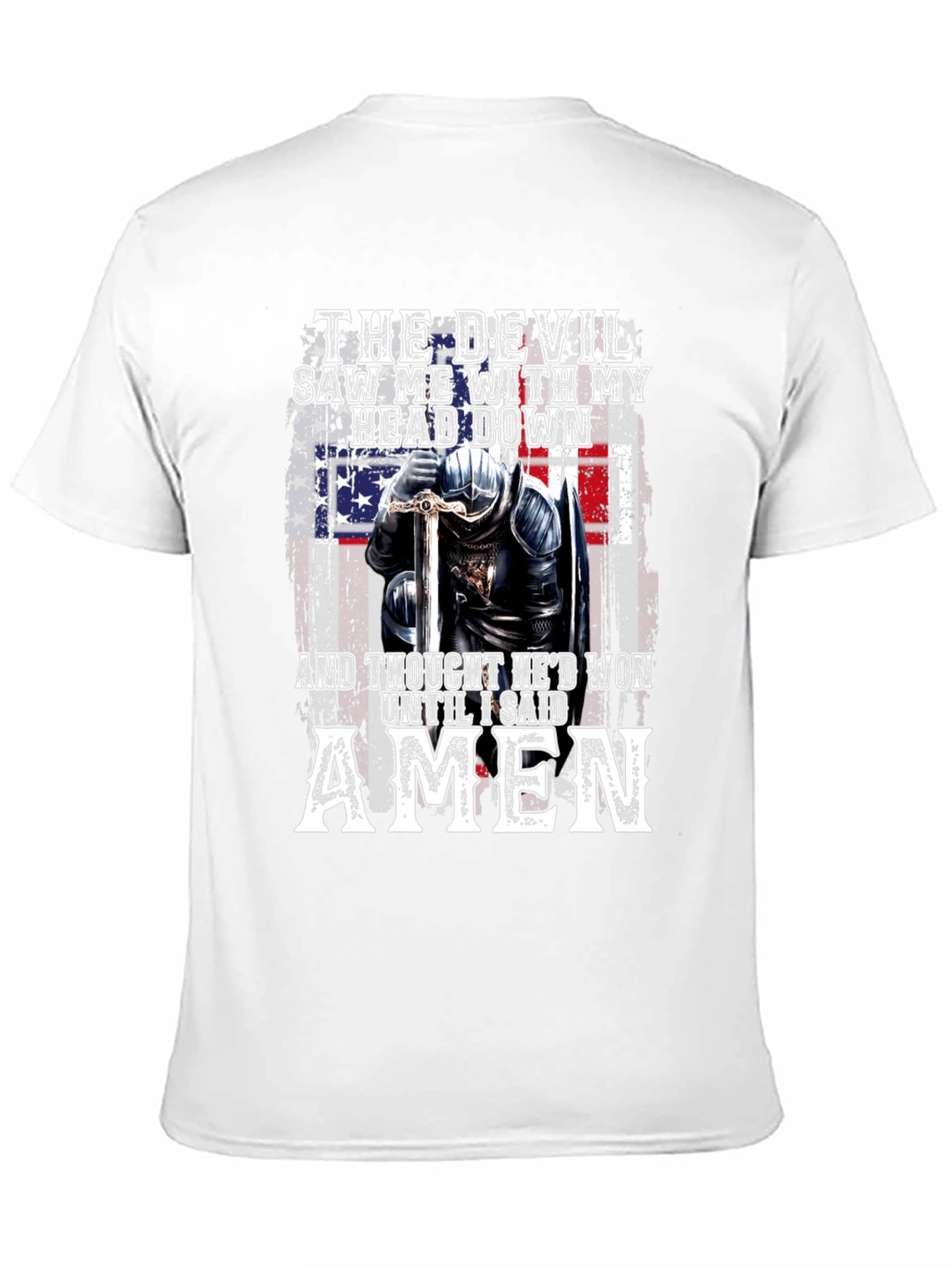 The Devil T-Shirt Amen Knight USA Flag Graphic Tee
