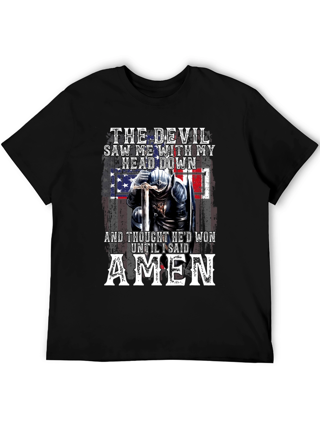 The Devil T-Shirt Amen Knight USA Flag Graphic Tee