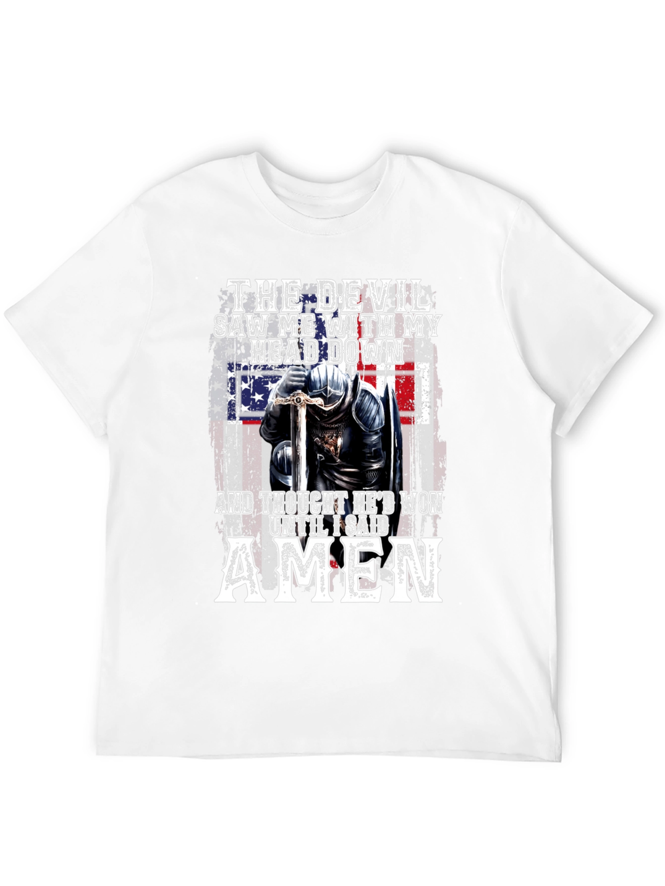 The Devil T-Shirt Amen Knight USA Flag Graphic Tee