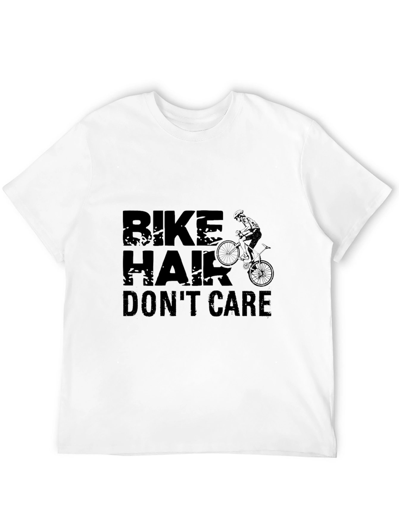 Bike Hair Dont Care T-Shirt - Black Cotton Blend
