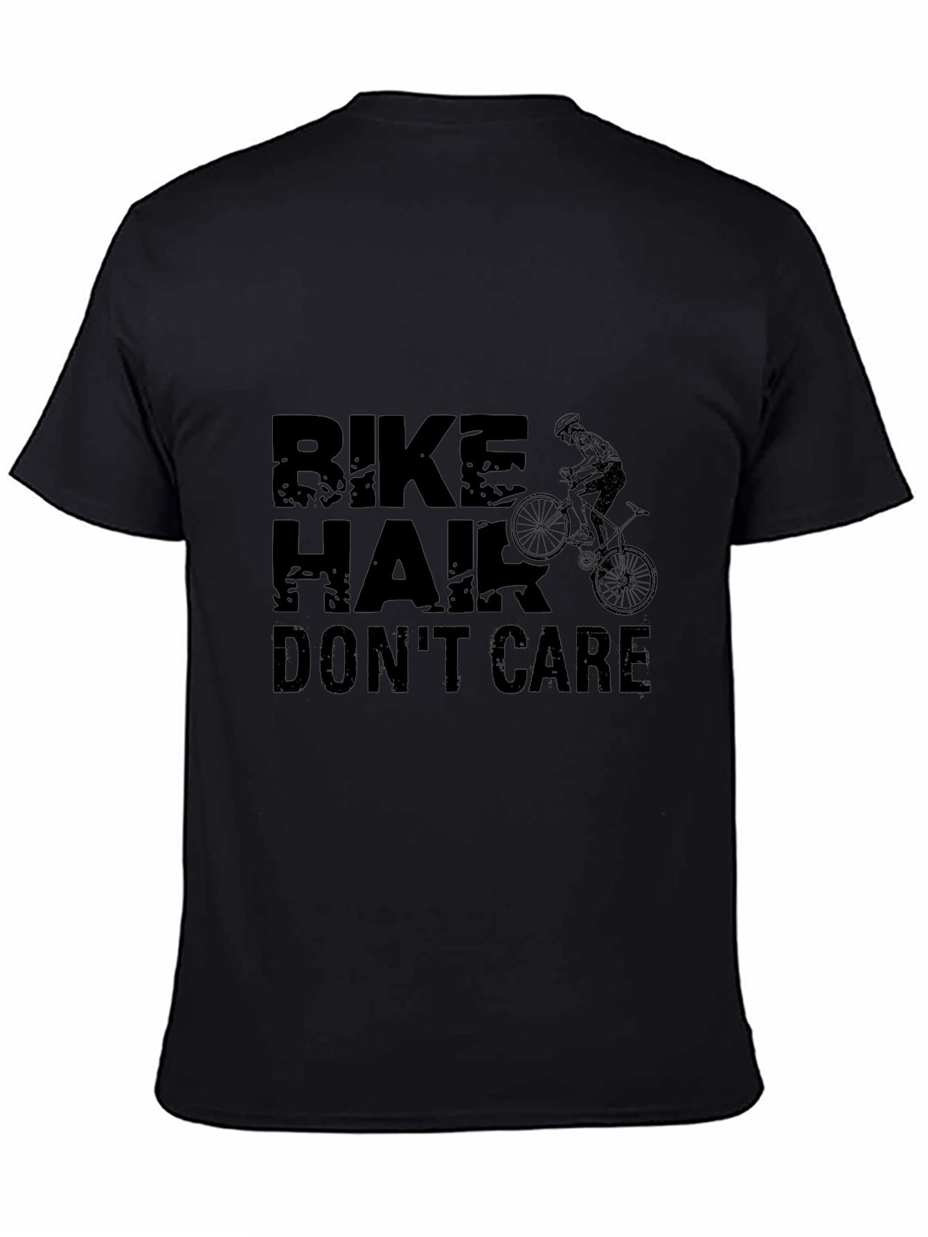 Bike Hair Dont Care T-Shirt - Black Cotton Blend