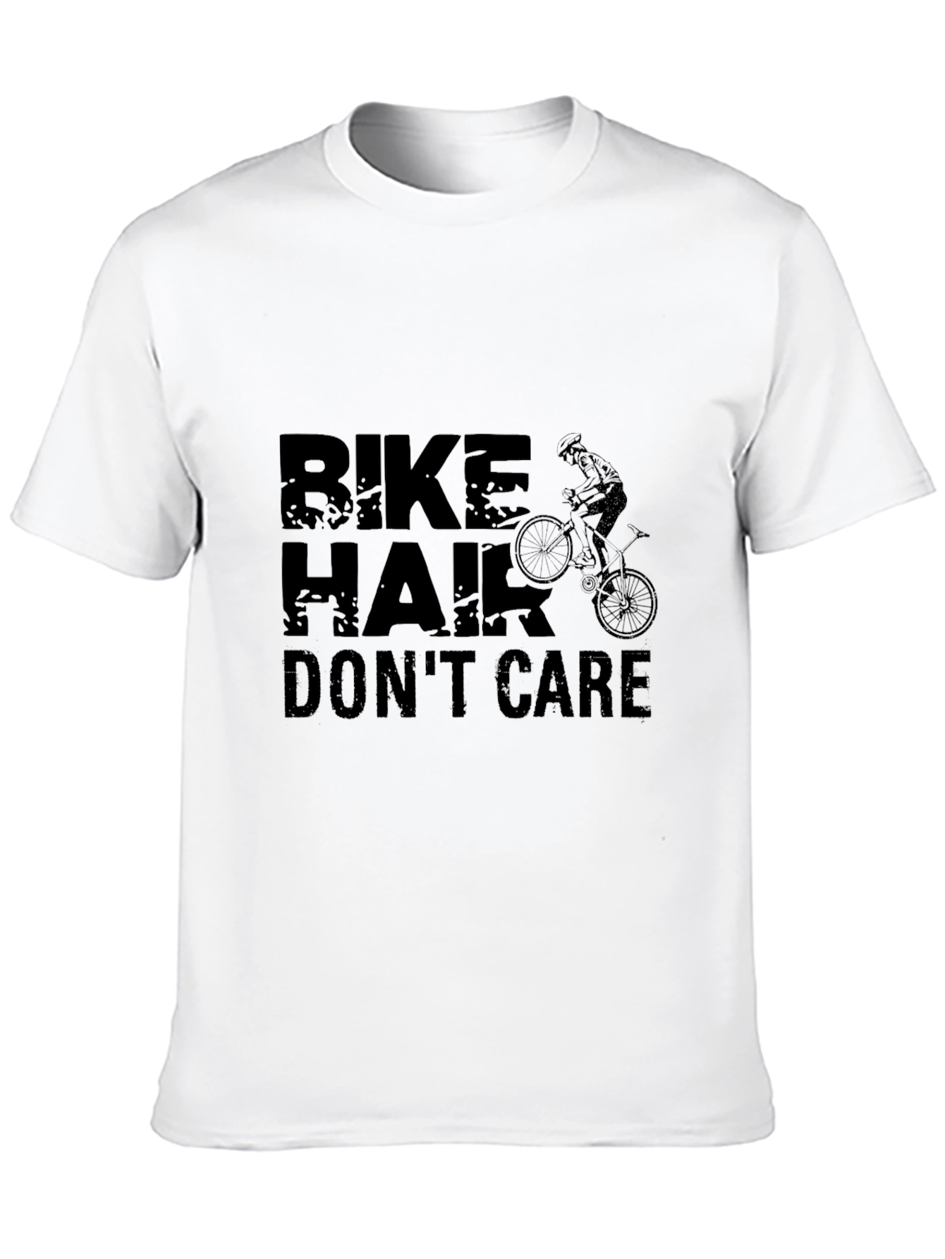 Bike Hair Dont Care T-Shirt - Black Cotton Blend