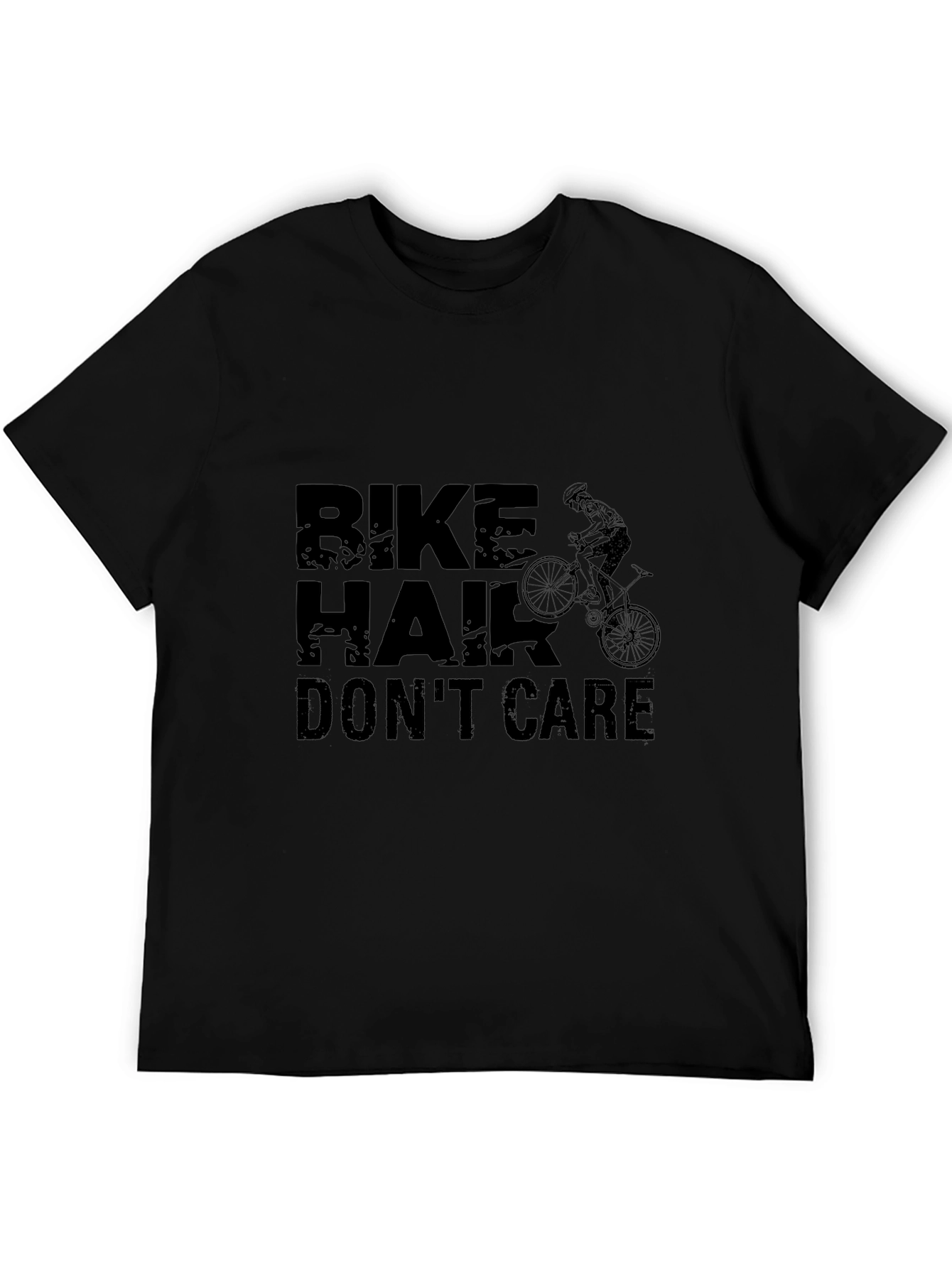 Bike Hair Dont Care T-Shirt - Black Cotton Blend