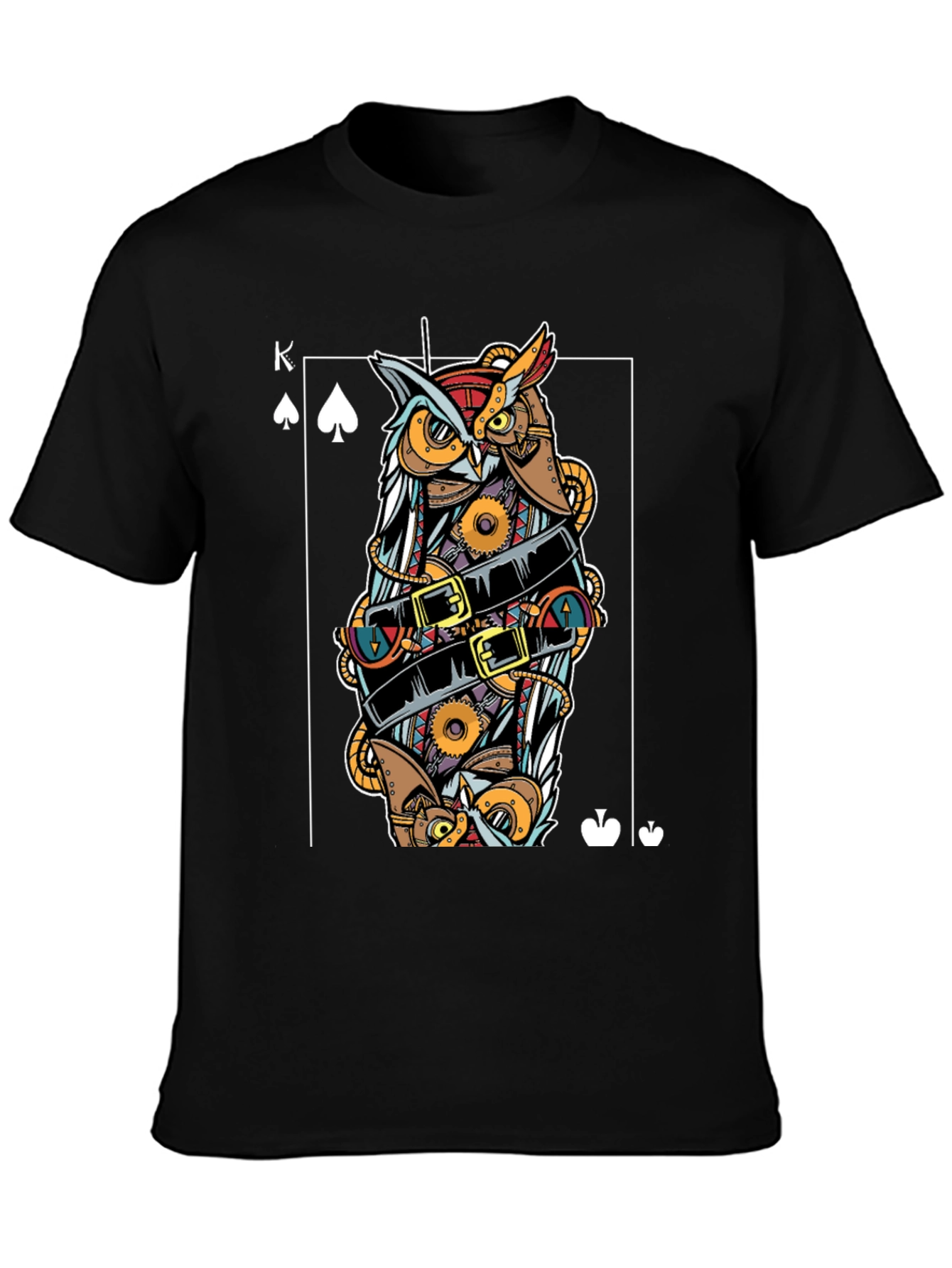 Steampunk Owl King of Spades Graphic T-Shirt