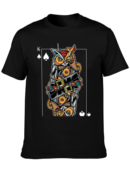 Steampunk Owl King of Spades Graphic T-Shirt