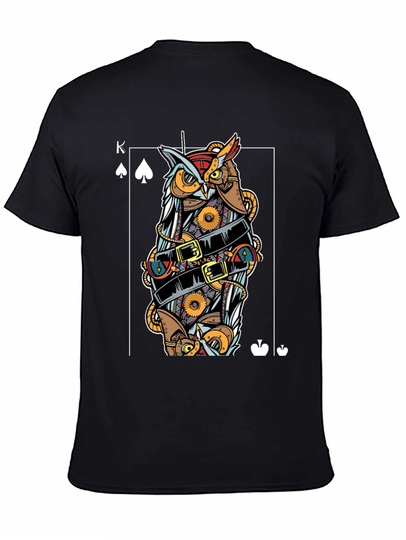Steampunk Owl King of Spades Graphic T-Shirt