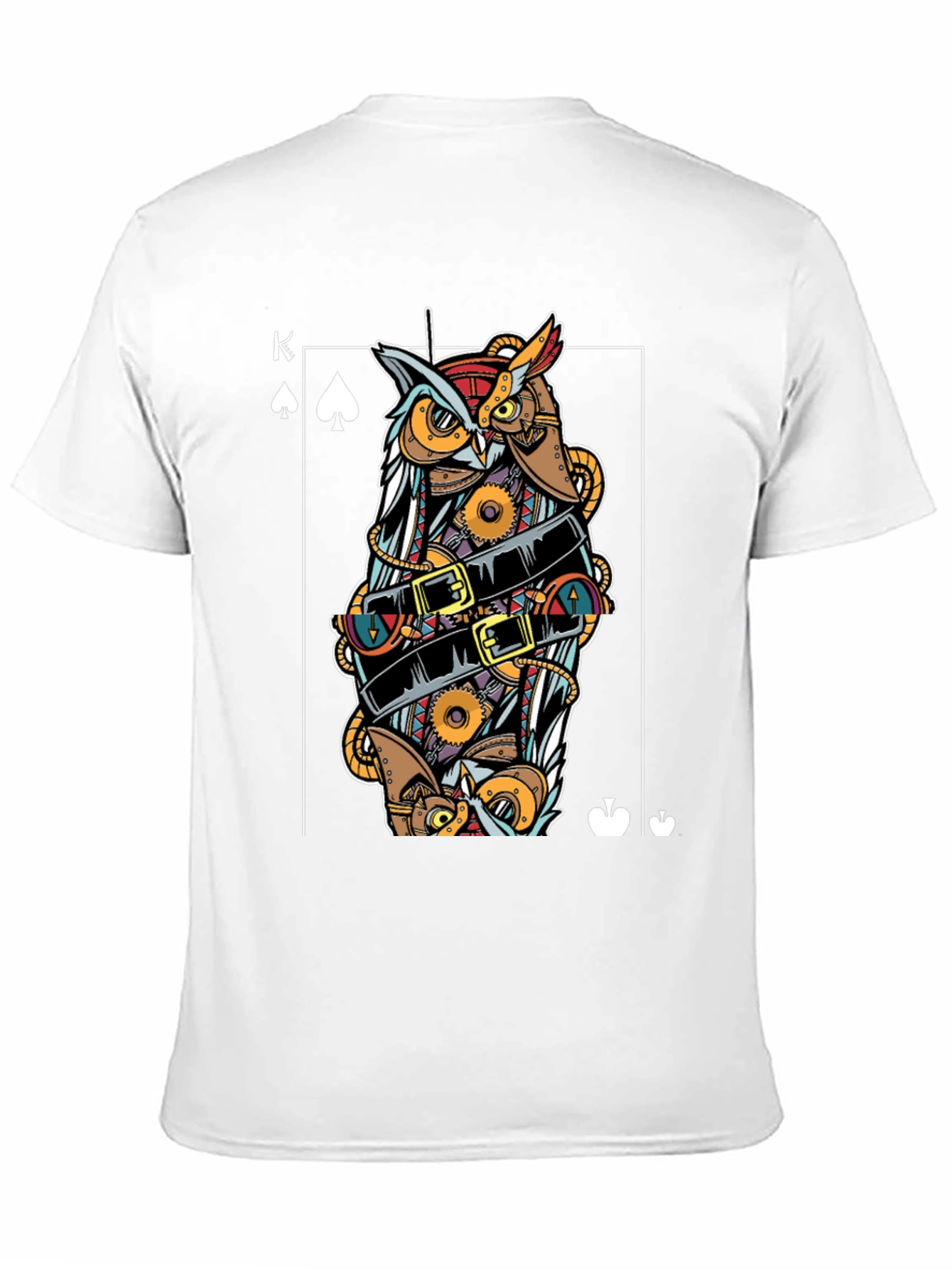 Steampunk Owl King of Spades Graphic T-Shirt