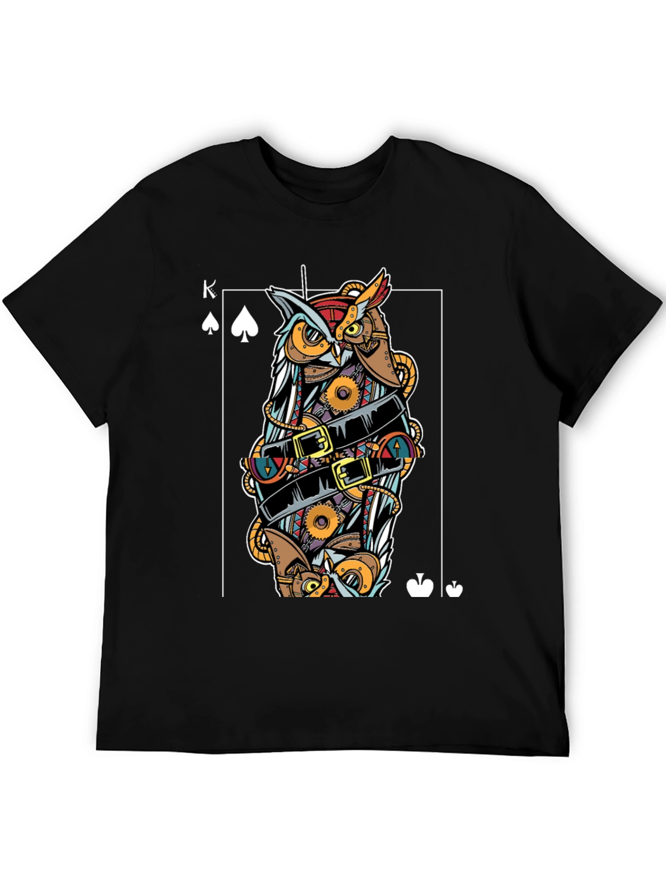 Steampunk Owl King of Spades Graphic T-Shirt