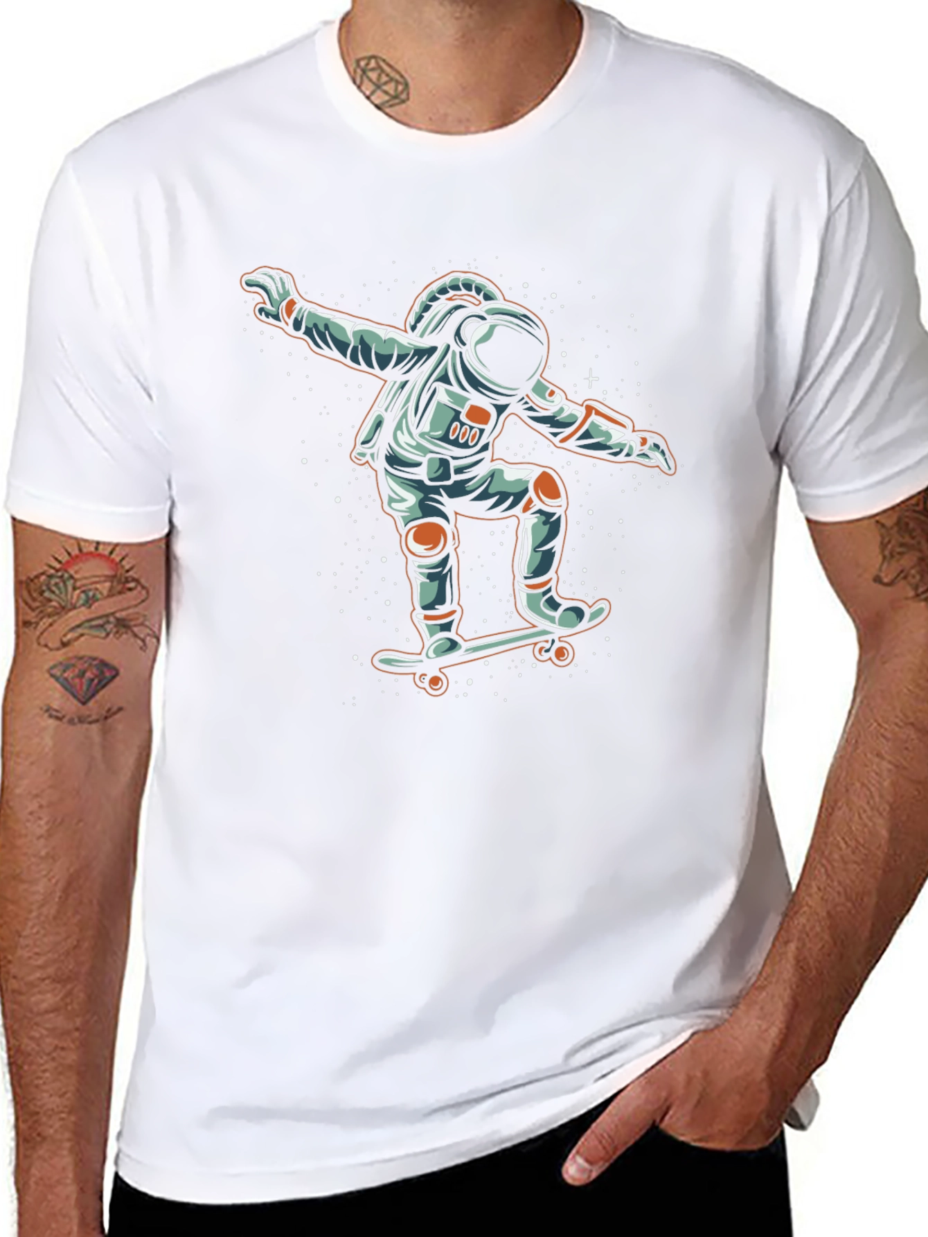 Astronaut Skateboarder Graphic Tee