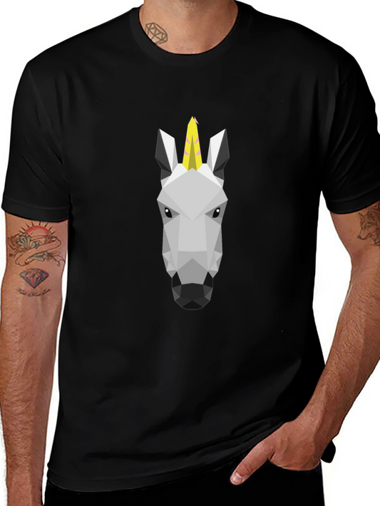 Geometric Unicorn Black T-Shirt
