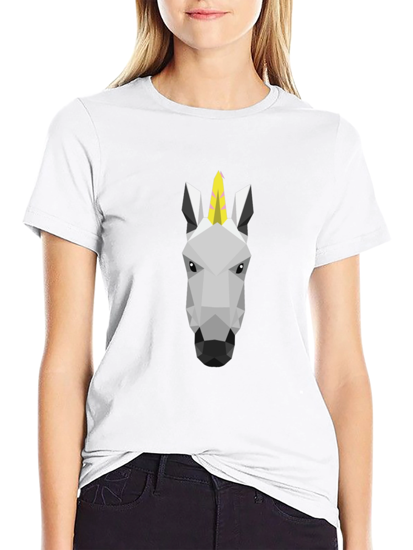 Geometric Unicorn Black T-Shirt