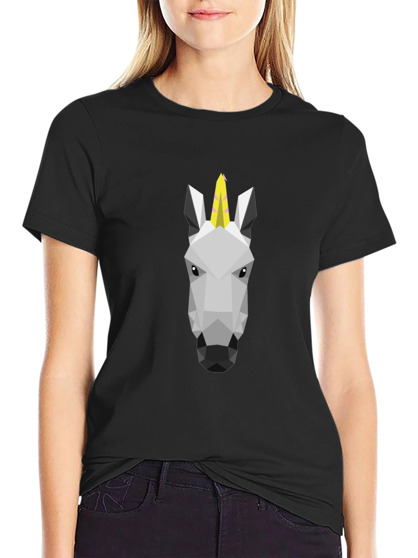 Geometric Unicorn Black T-Shirt