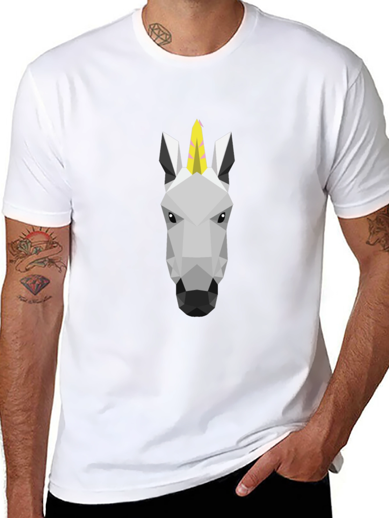 Geometric Unicorn Black T-Shirt