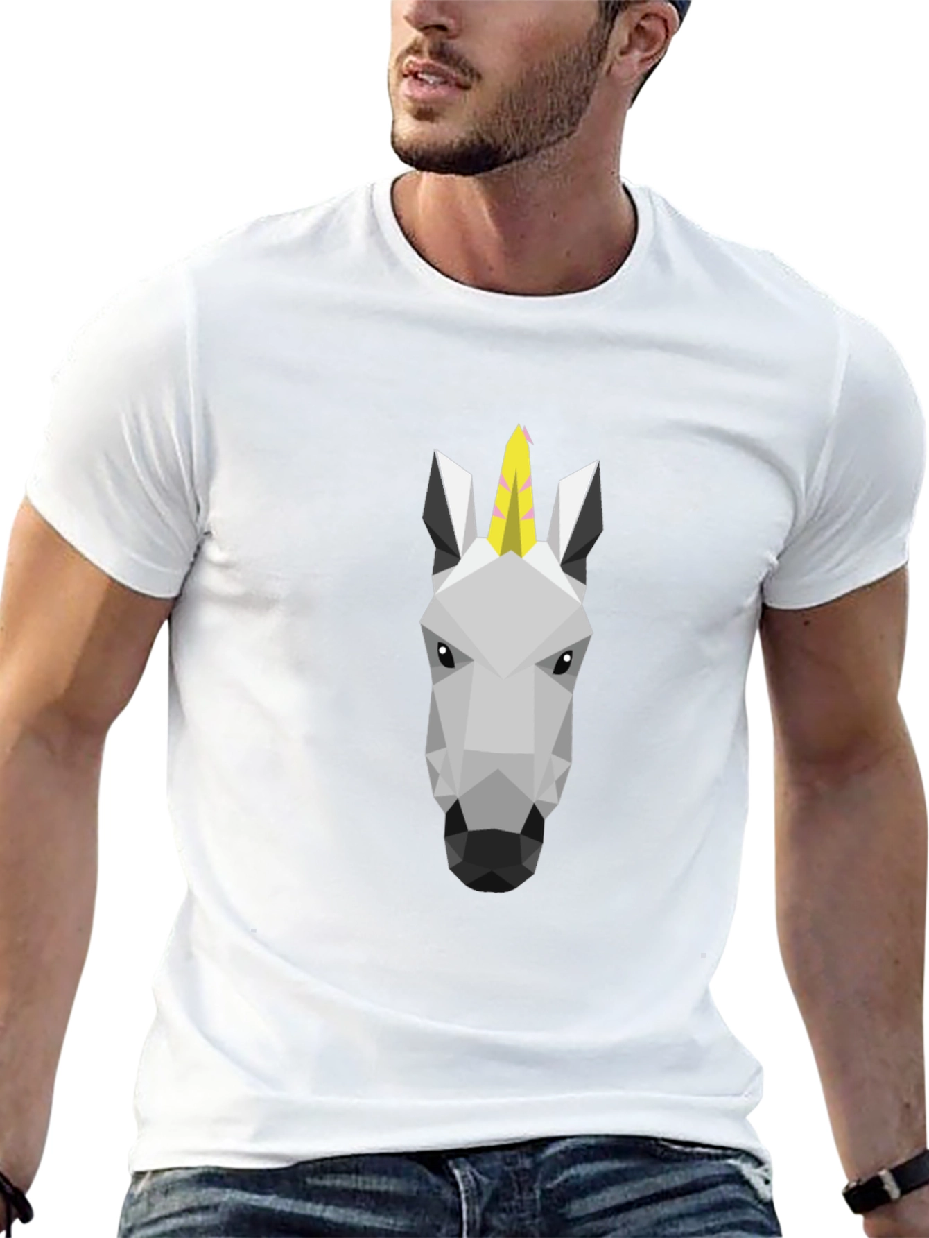 Geometric Unicorn Black T-Shirt