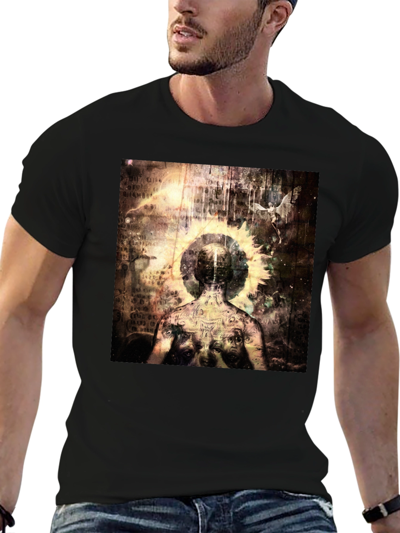 Abstract Art Graphic Tee - Black