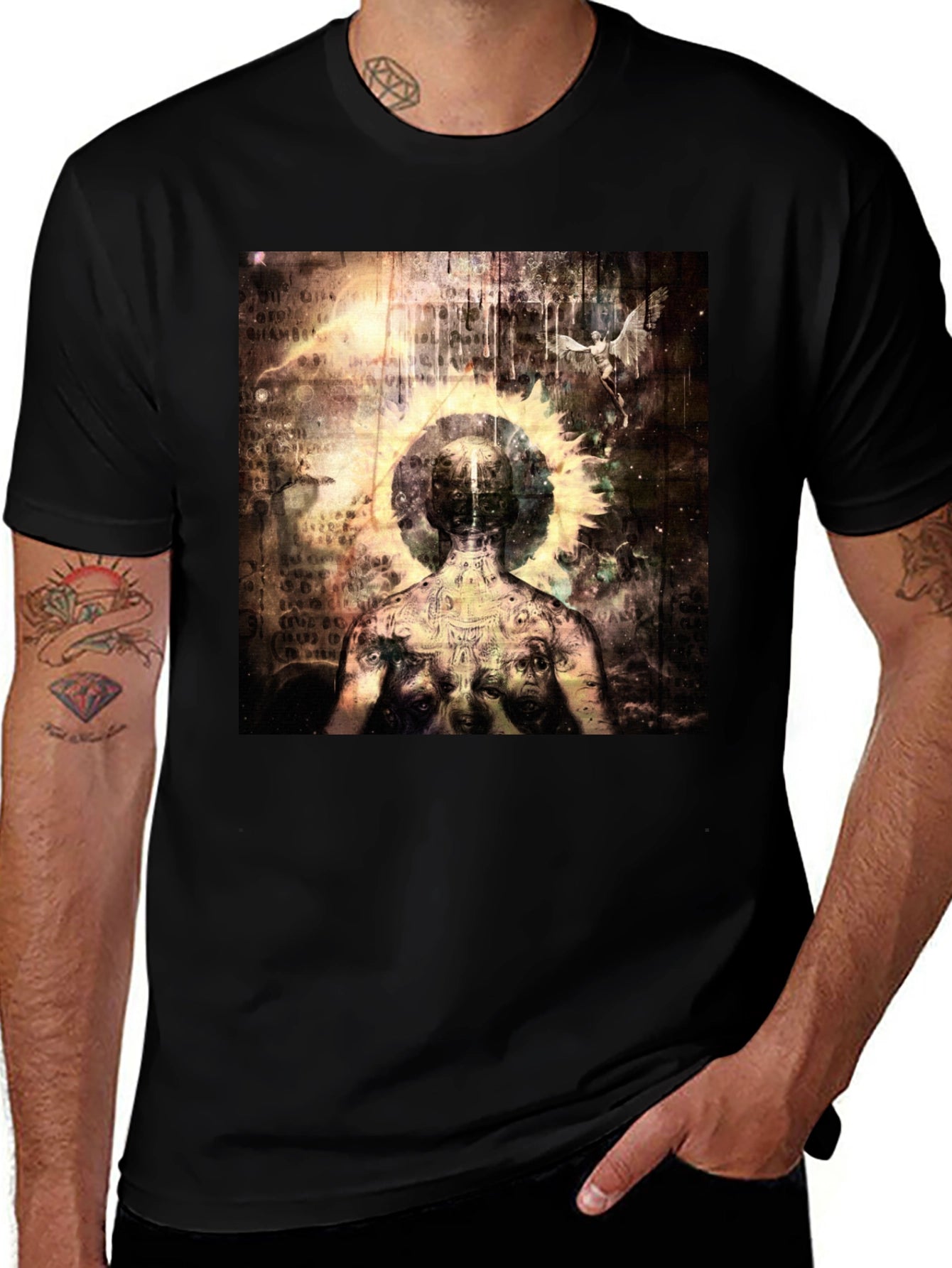 Abstract Art Graphic Tee - Black