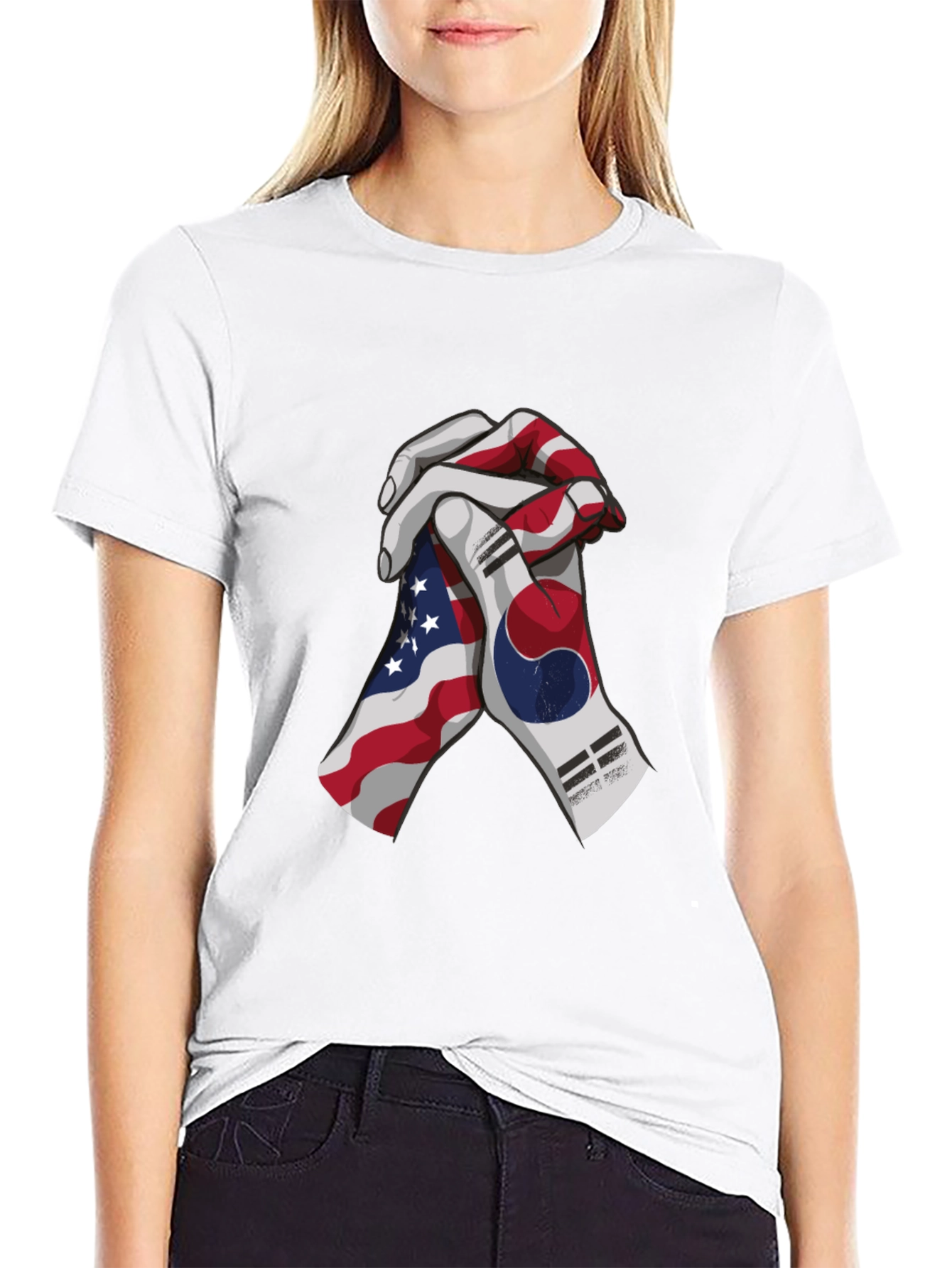 USA & Korean Flag Handshake Graphic Tee