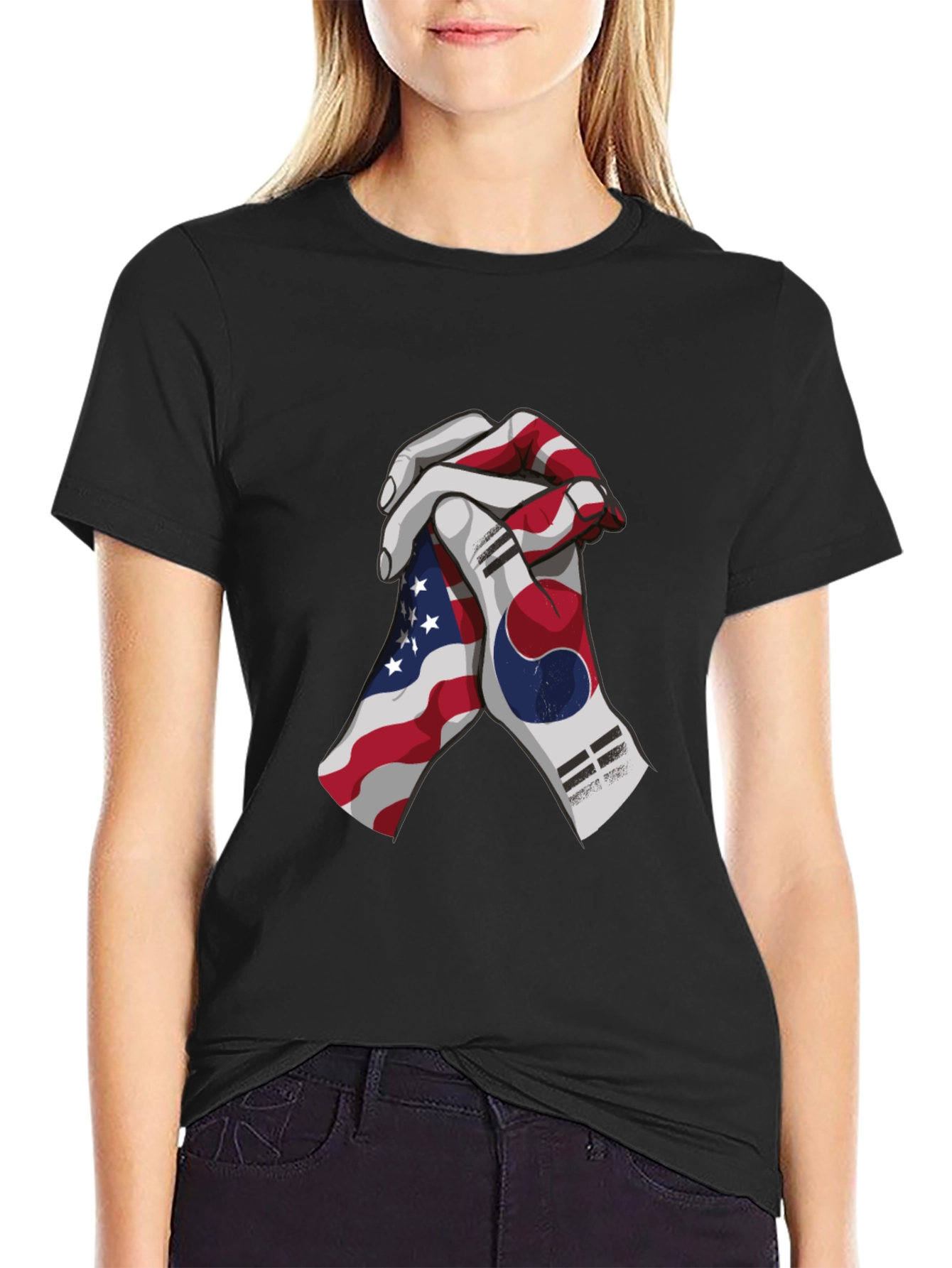 USA & Korean Flag Handshake Graphic Tee