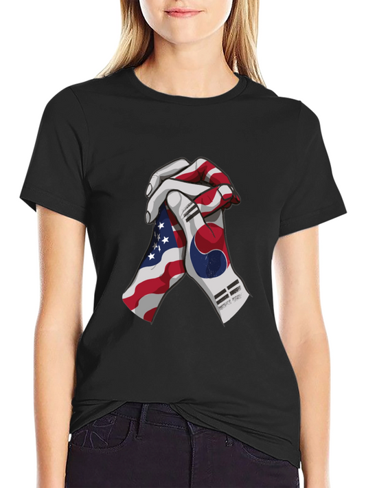 USA & Korean Flag Handshake Graphic Tee
