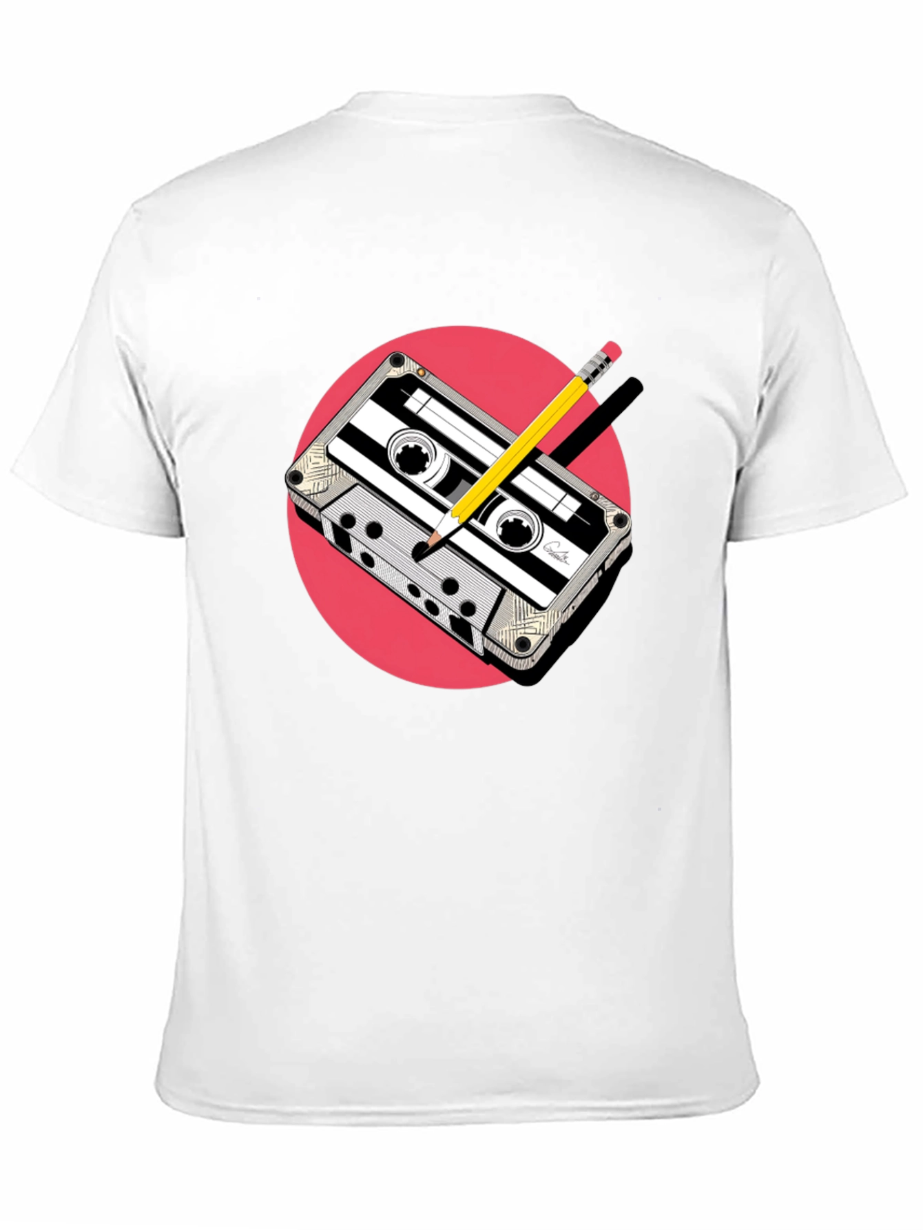 Retro Cassette & Pencil Graphic Tee - Classic Cool