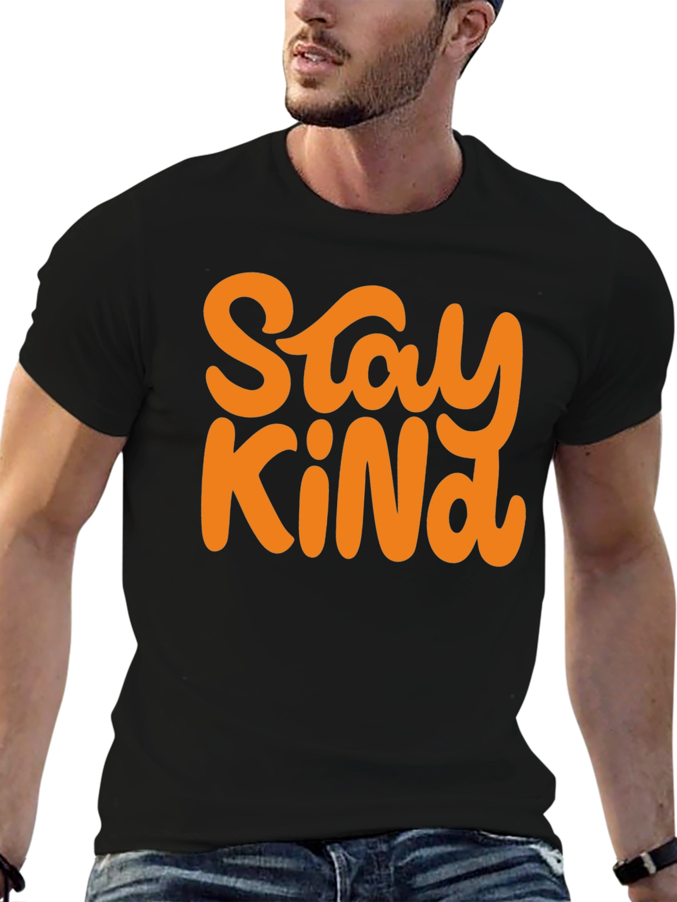 Stay Kind Graphic Tee - Black Cotton T-Shirt