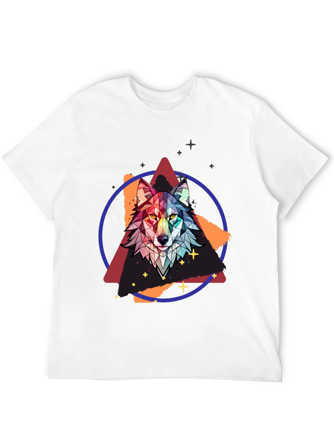 Geometric Wolf Graphic Tee - Mens Black T-Shirt