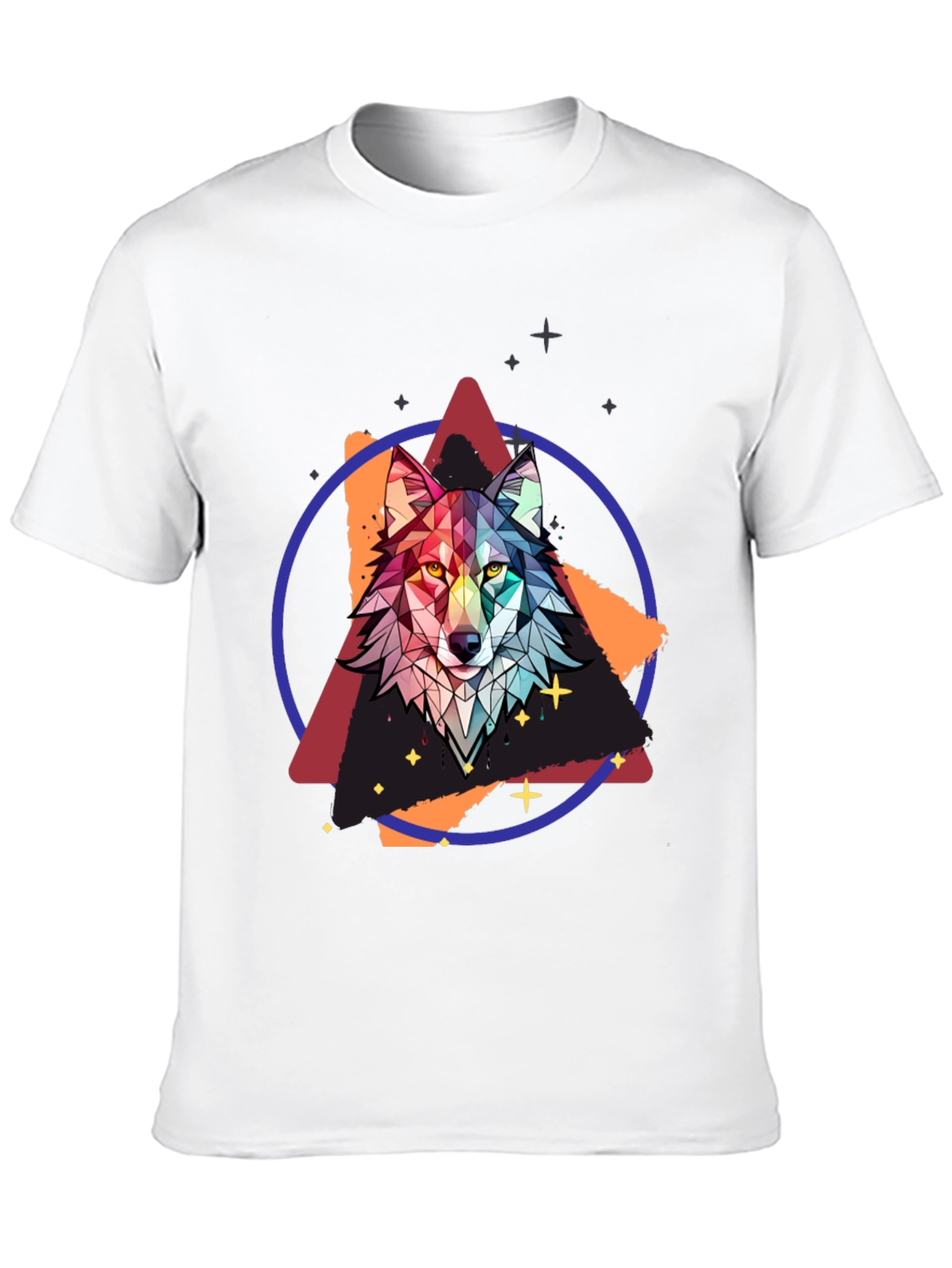 Geometric Wolf Graphic Tee - Mens Black T-Shirt