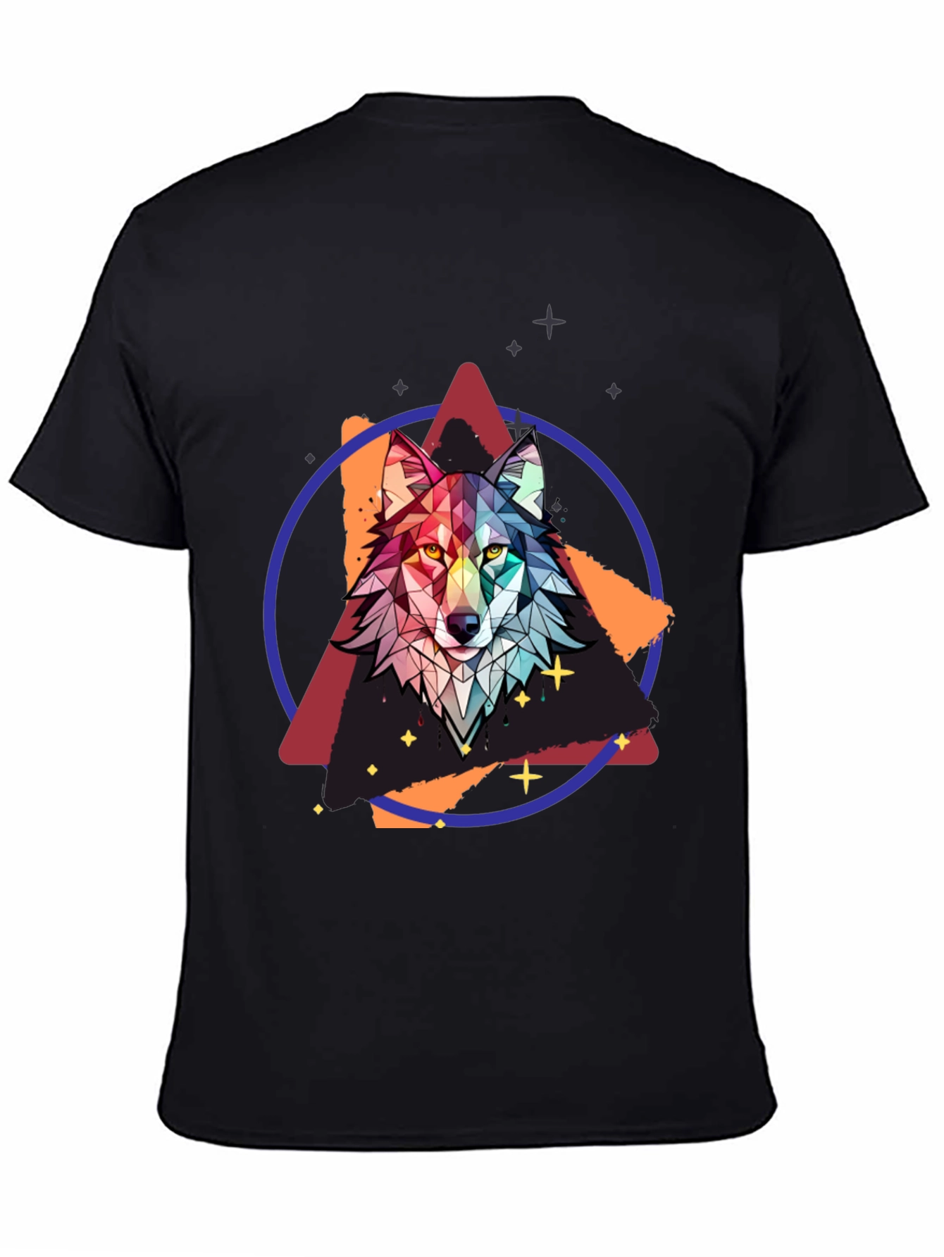 Geometric Wolf Graphic Tee - Mens Black T-Shirt
