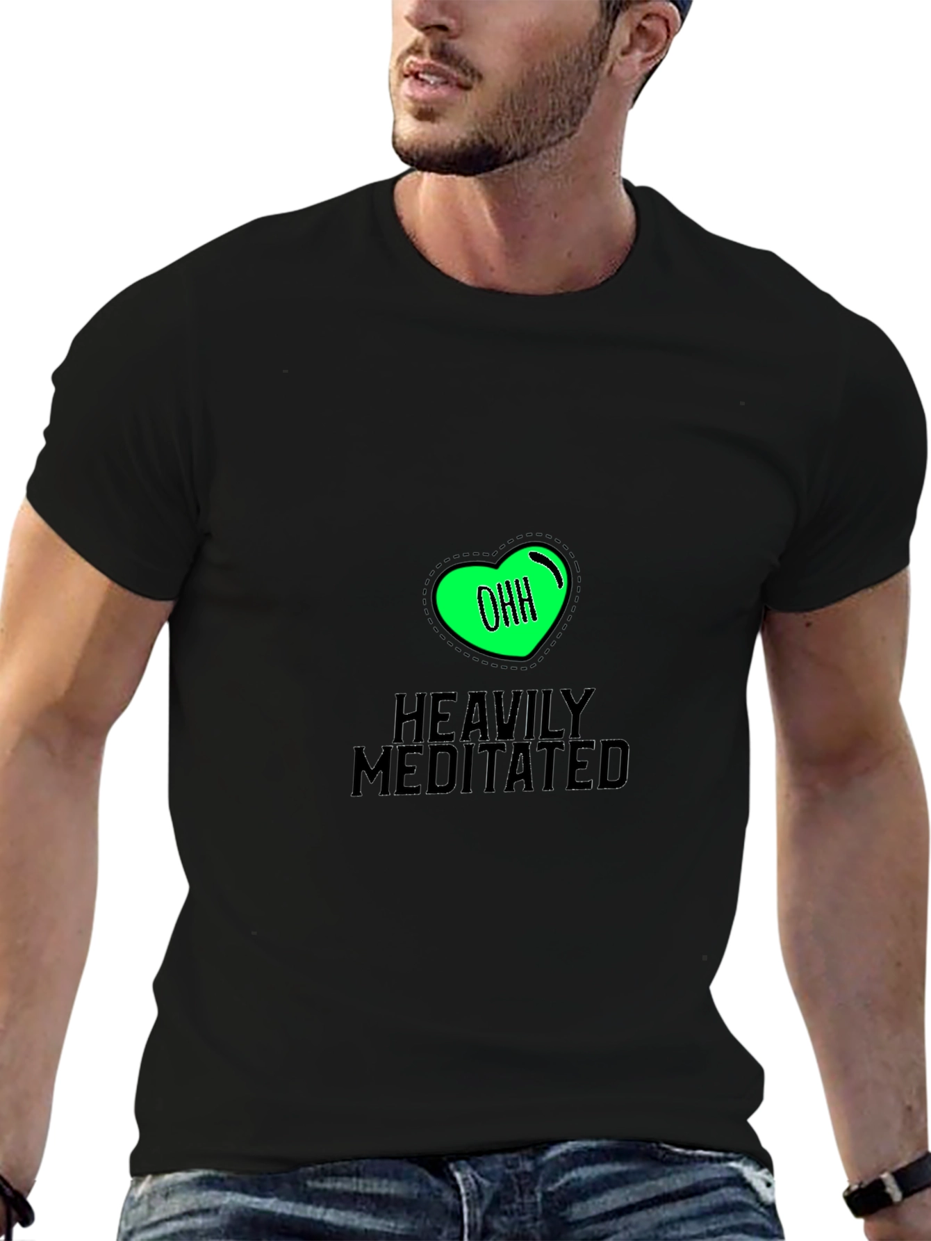 Heavily Meditated Black T-Shirt - Relaxed Fit