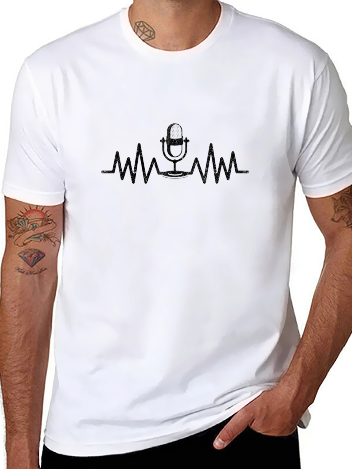 Podcast Microphone Heartbeat Graphic Tee