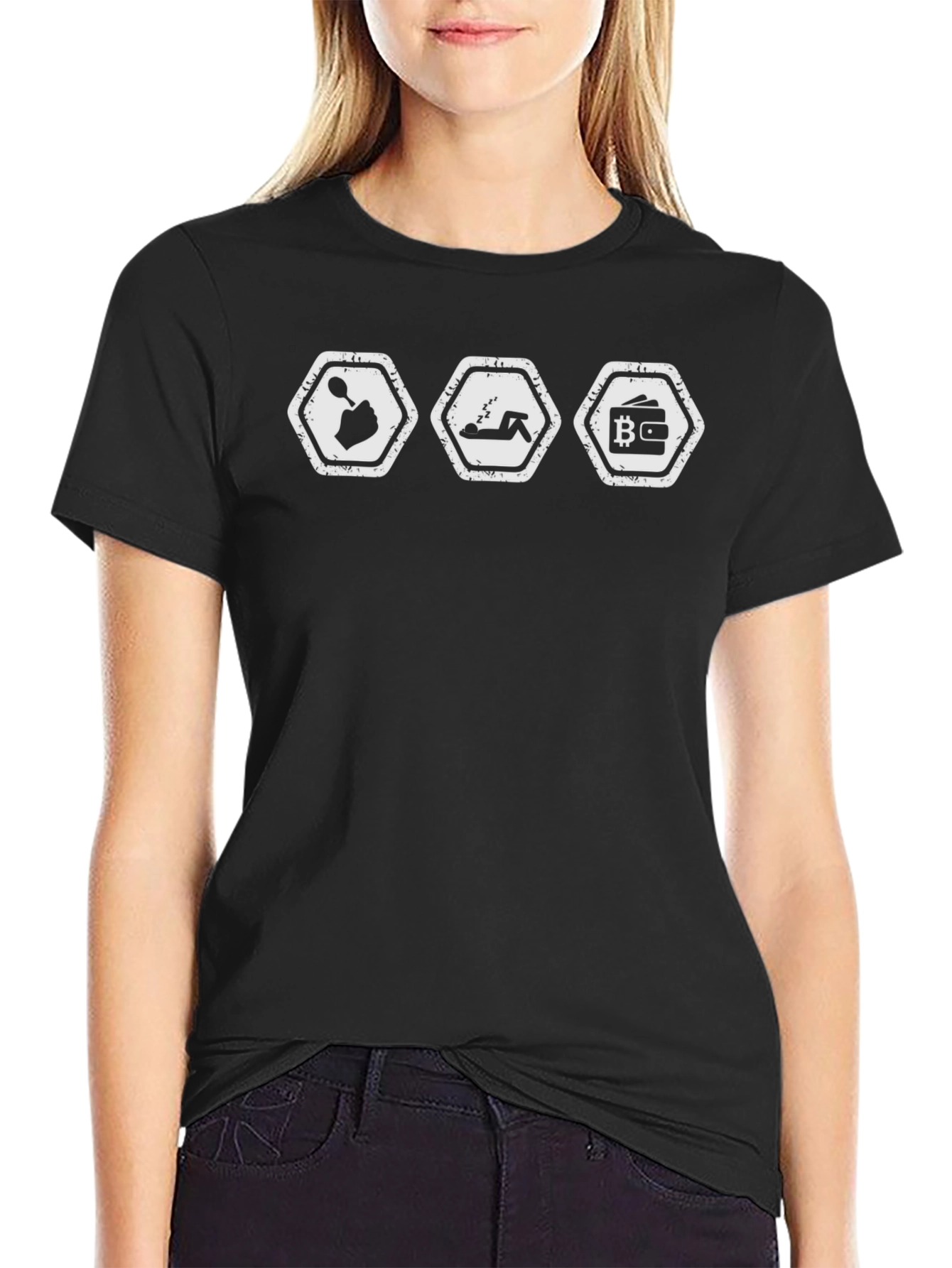 Eat Sleep Bitcoin Mens Black Graphic Tee