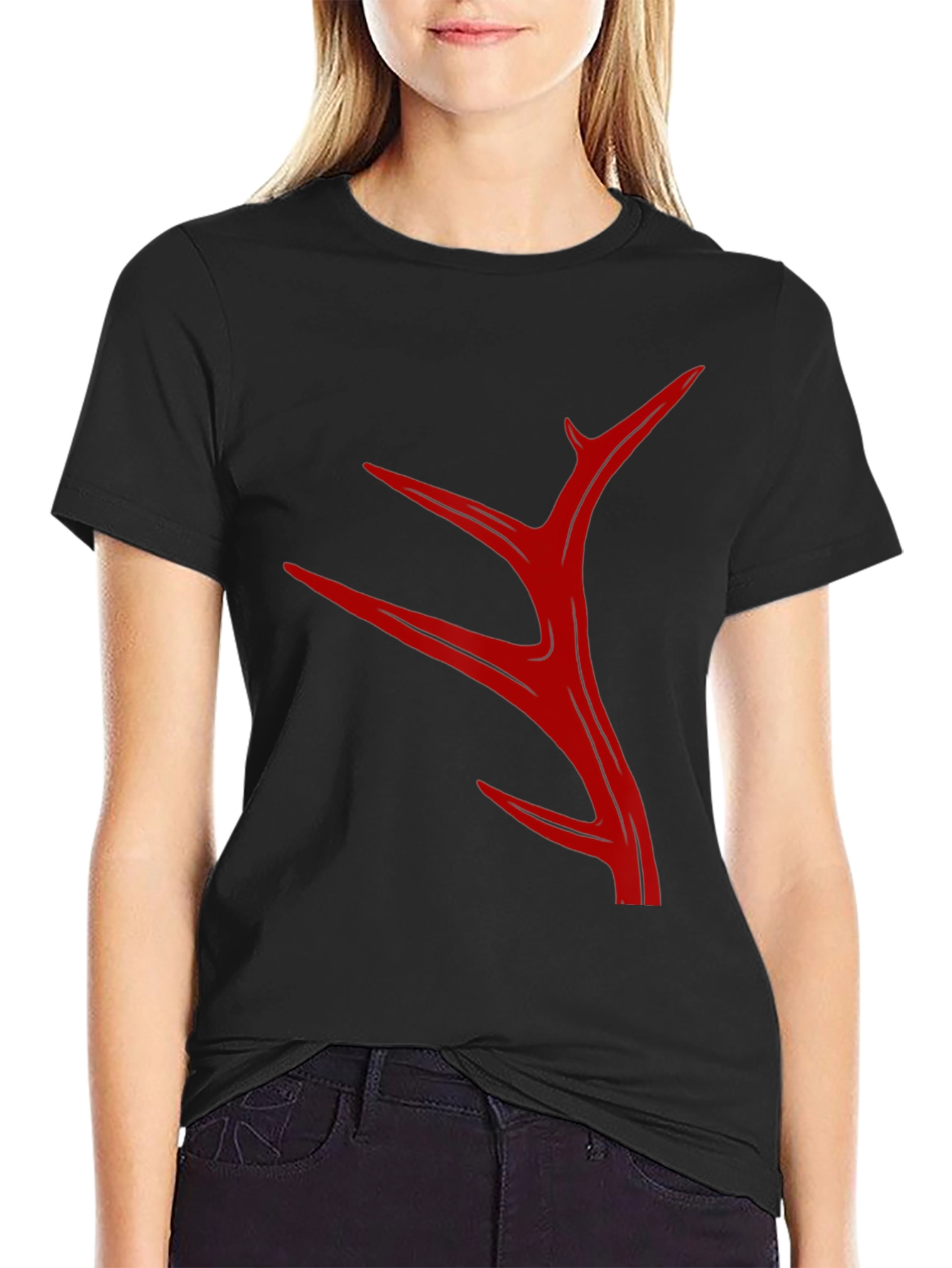 Abstract Antler Graphic T-Shirt - Black