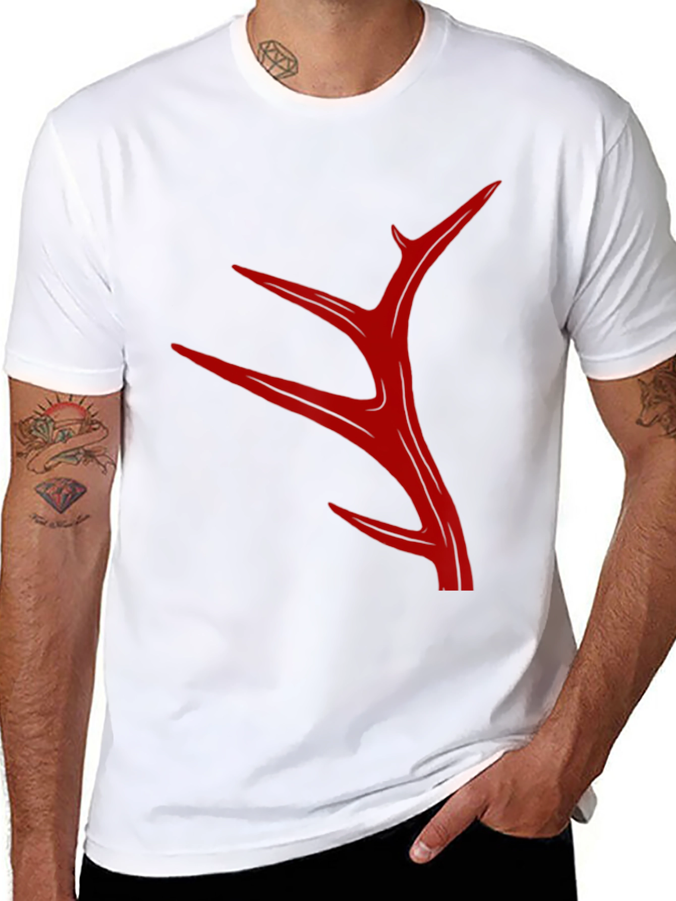 Abstract Antler Graphic T-Shirt - Black