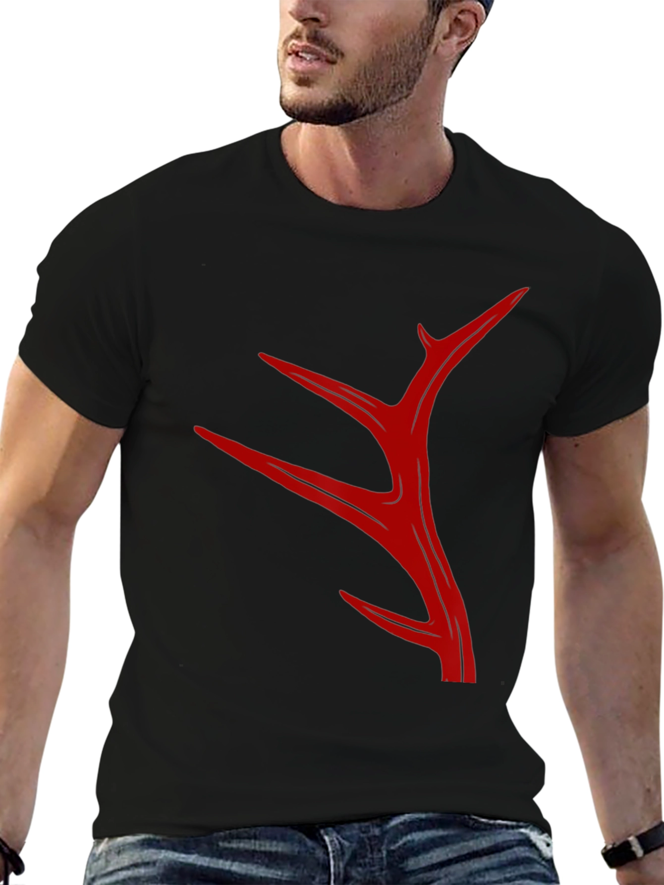 Abstract Antler Graphic T-Shirt - Black