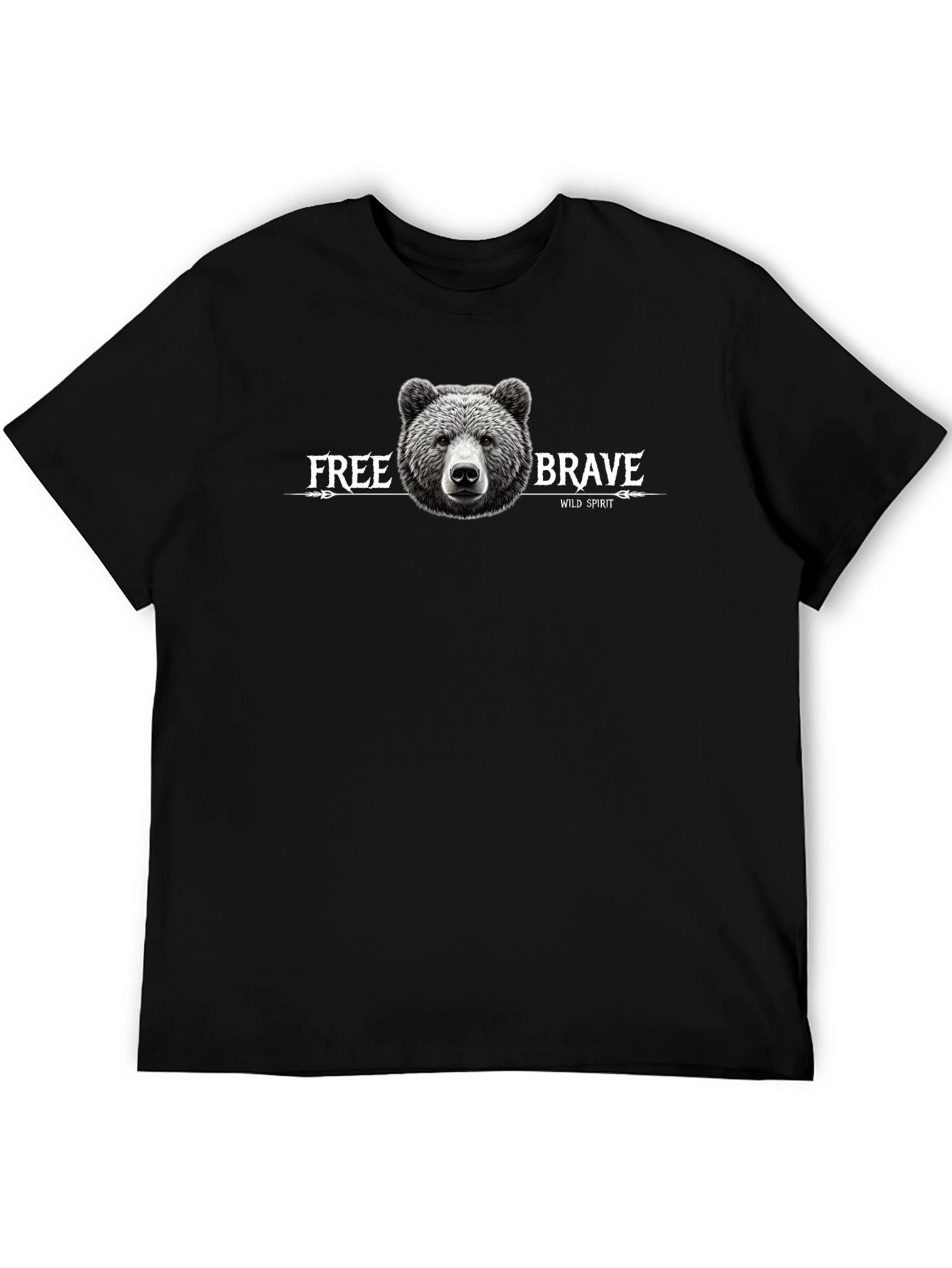 Mens Black T-Shirt with Bear Graphic