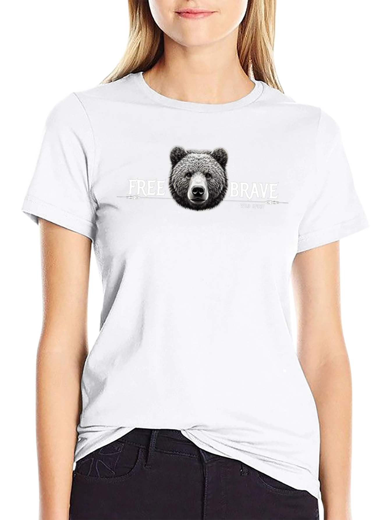 Mens Black T-Shirt with Bear Graphic
