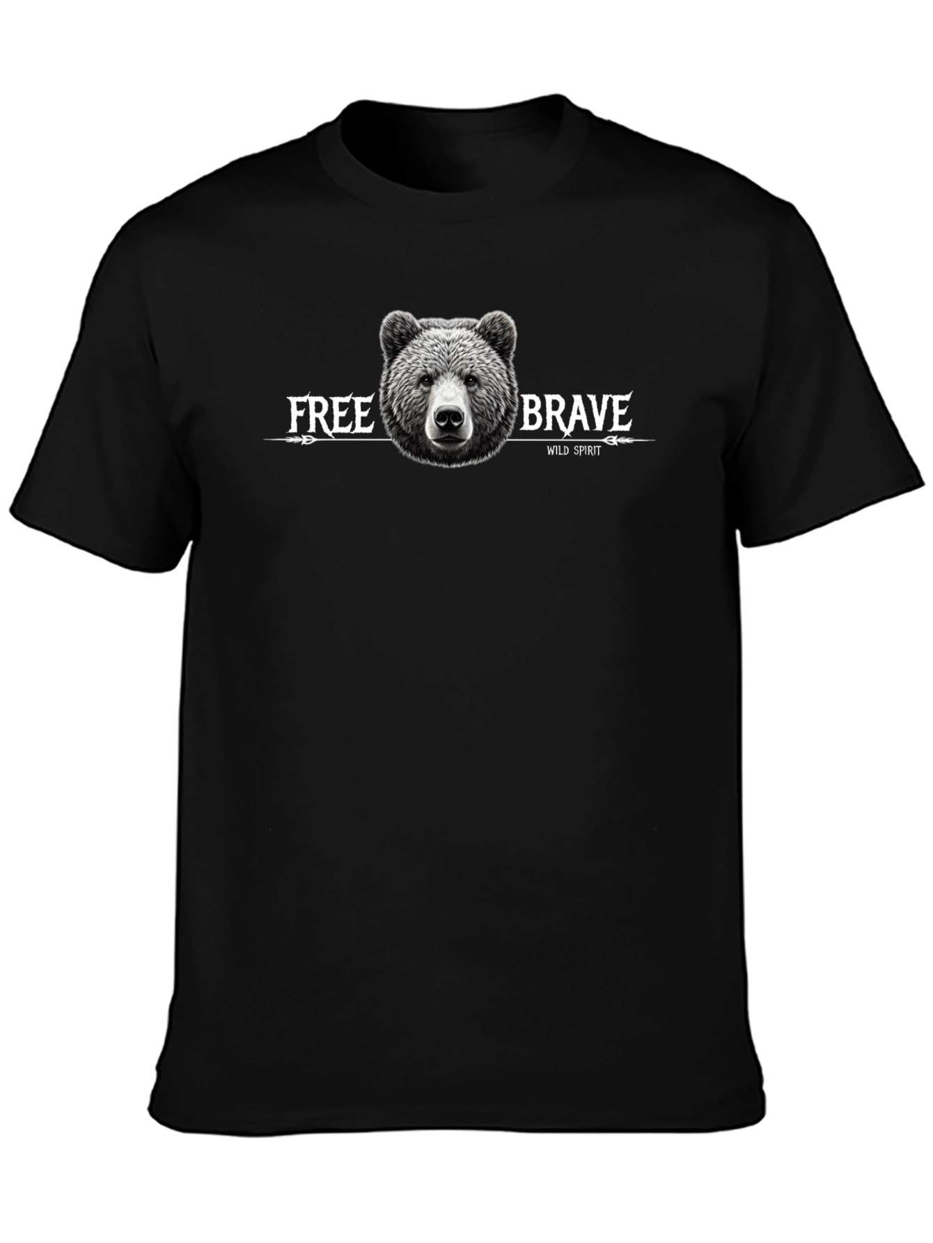 Mens Black T-Shirt with Bear Graphic