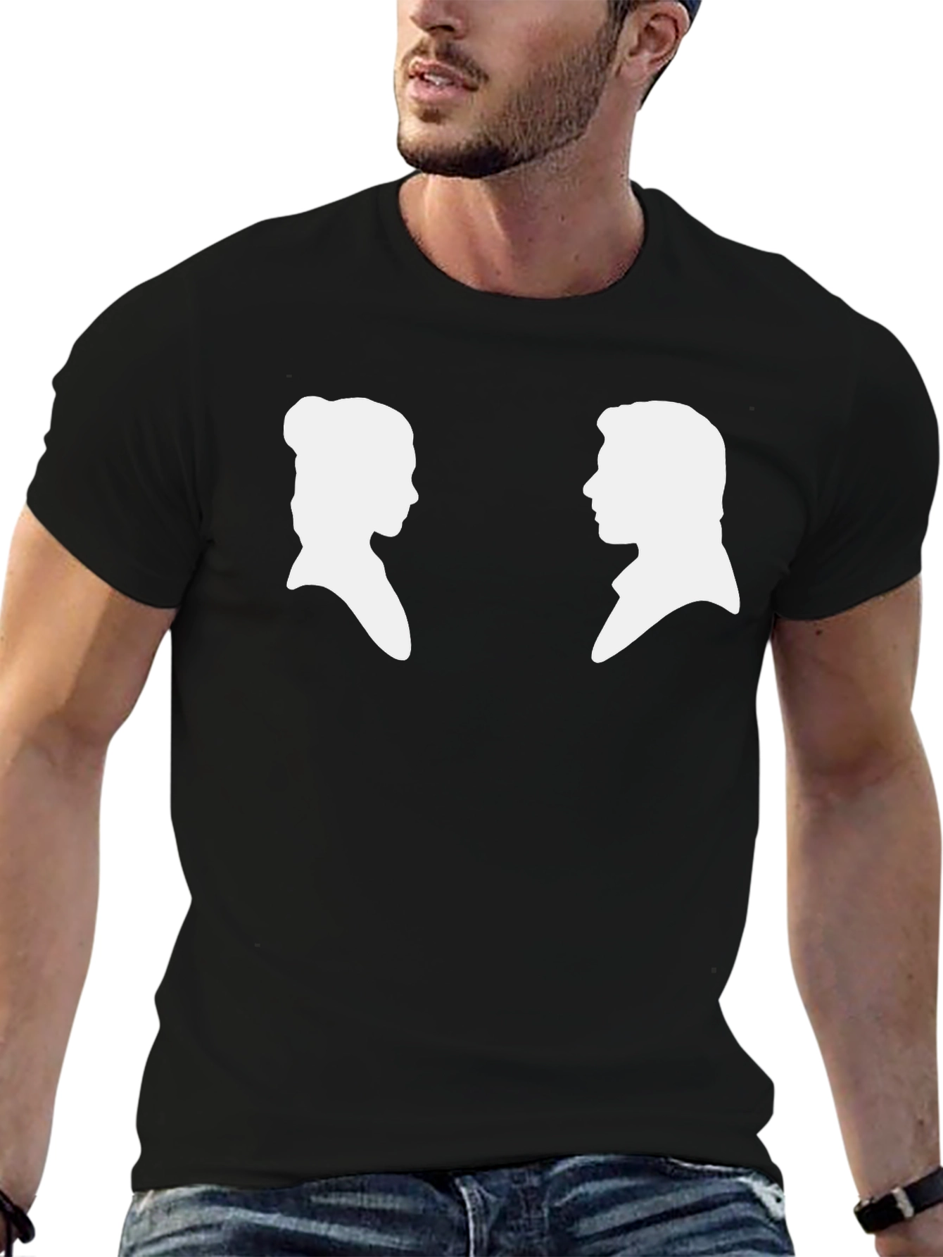 Silhouette Couple Graphic Tee - Black