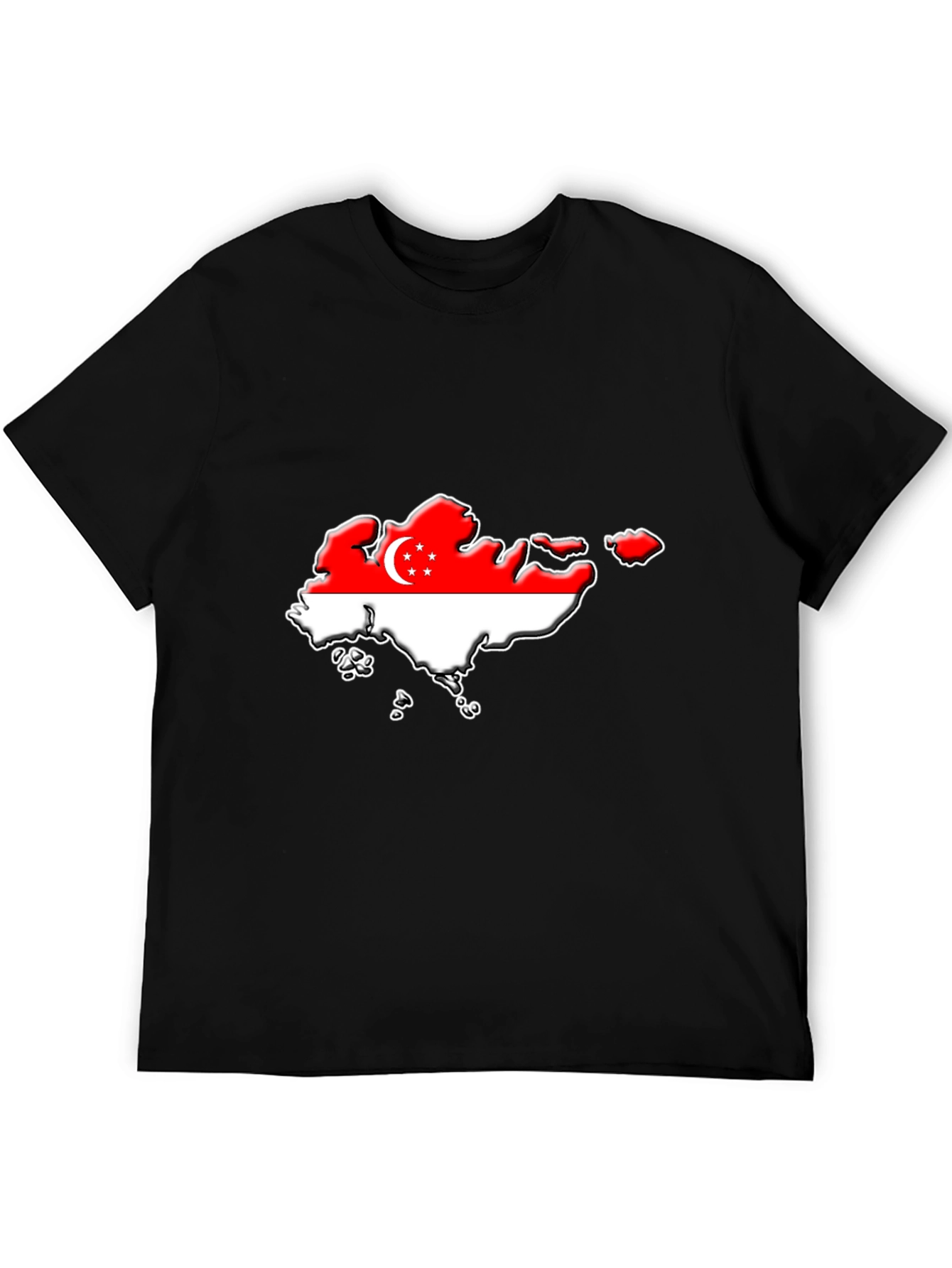 Singapore Flag Map T-Shirt - Black Graphic Tee