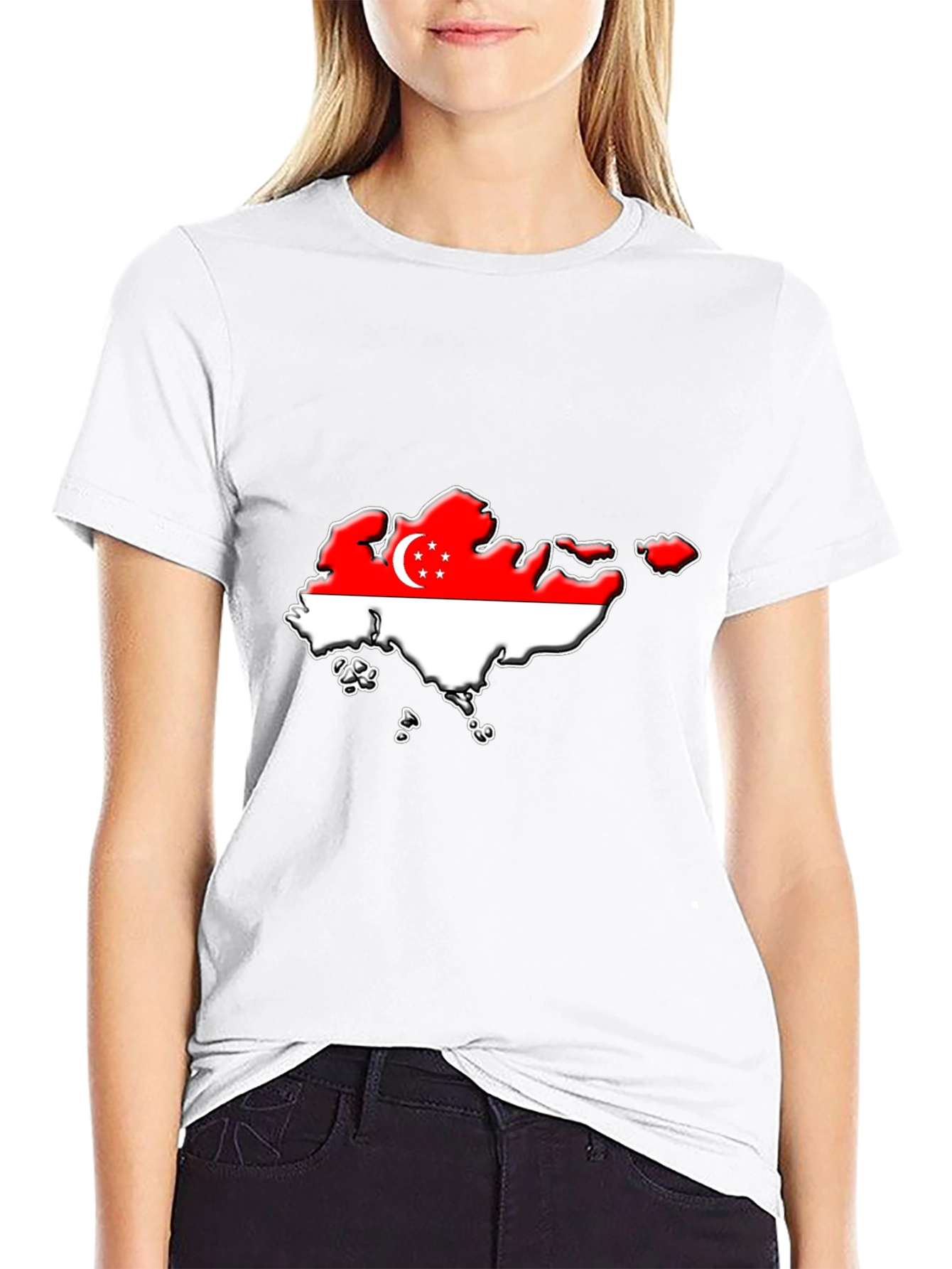 Singapore Flag Map T-Shirt - Black Graphic Tee