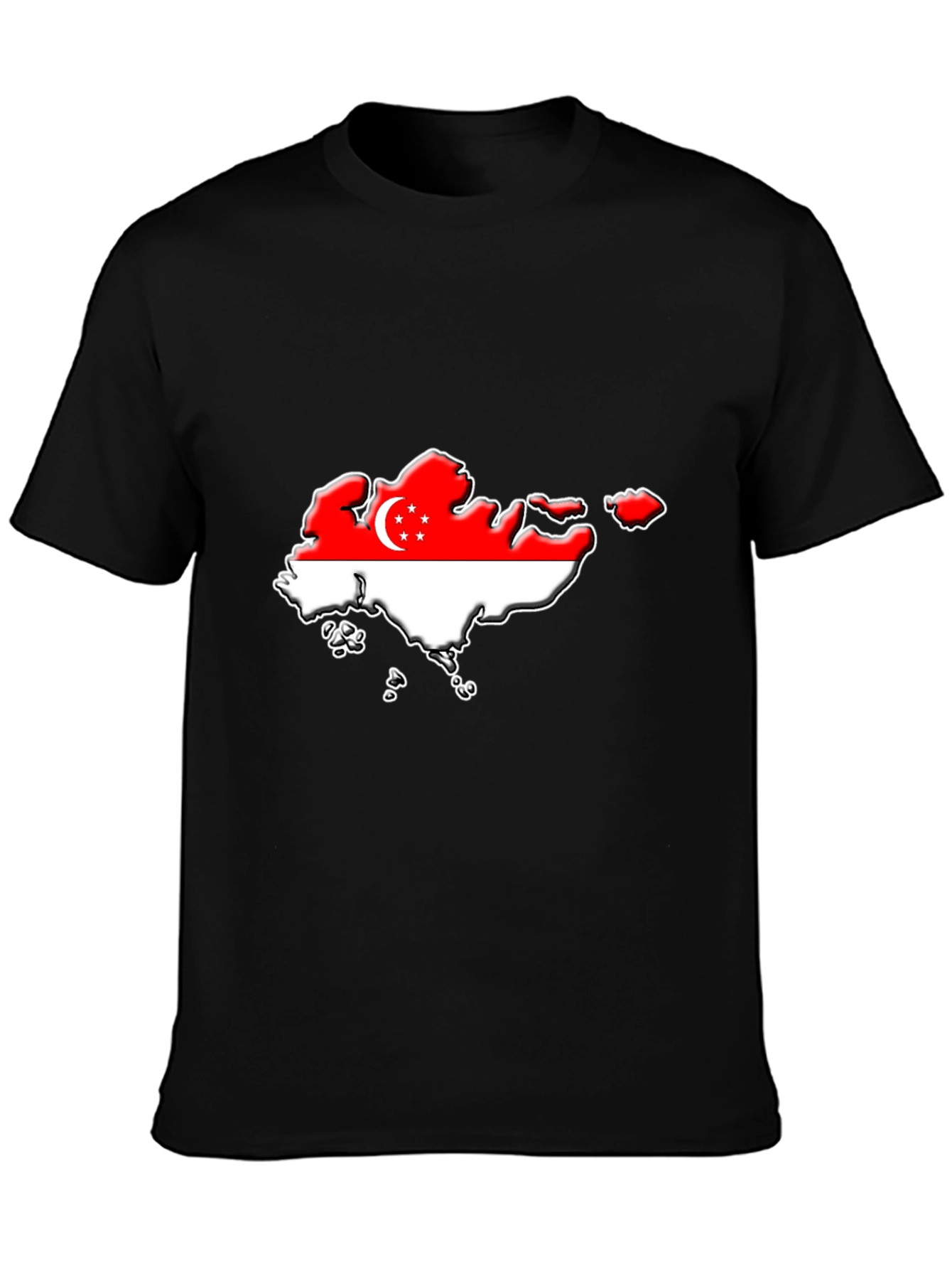 Singapore Flag Map T-Shirt - Black Graphic Tee