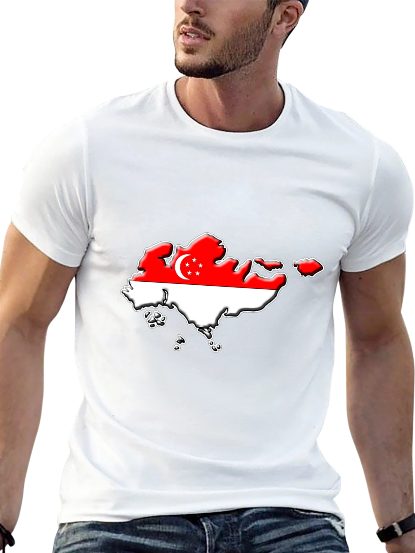 Singapore Flag Map T-Shirt - Black Graphic Tee