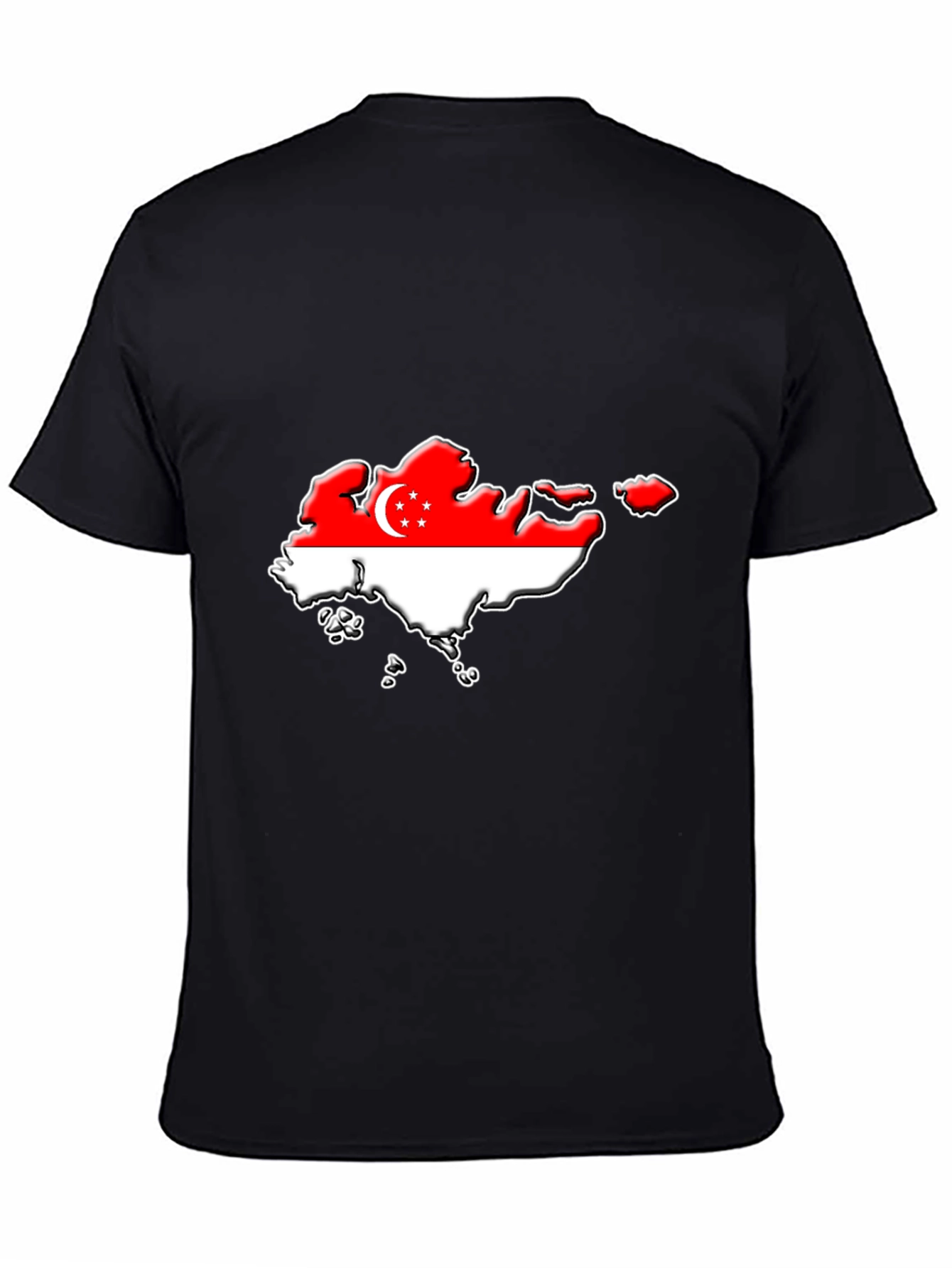 Singapore Flag Map T-Shirt - Black Graphic Tee