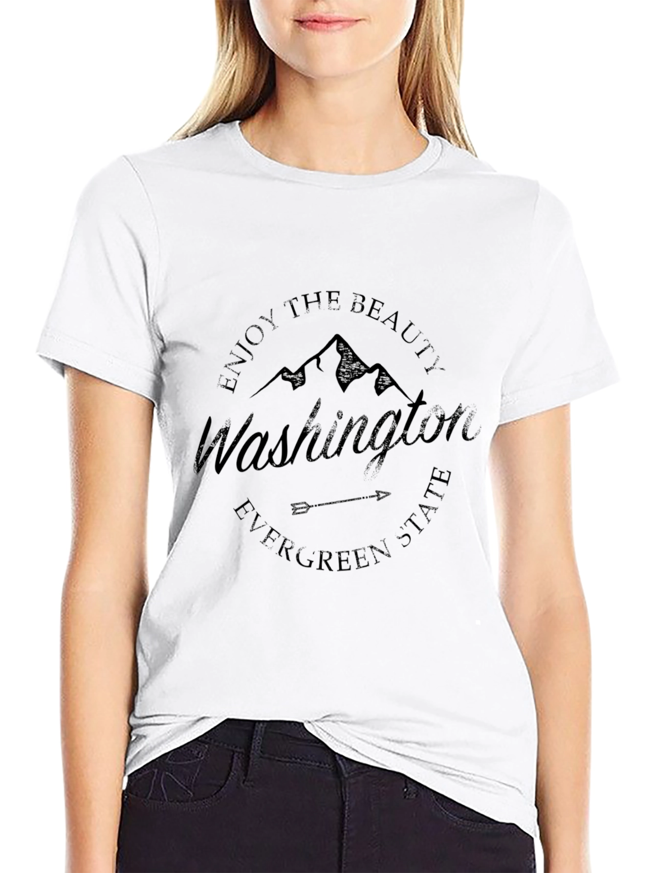 Washington State Graphic Print Crew Neck T-Shirt
