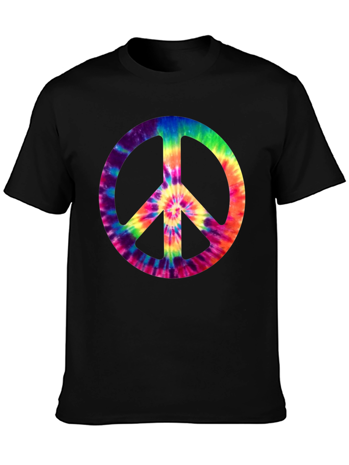 Tie-Dye Peace Sign Graphic Tee - Retro Style