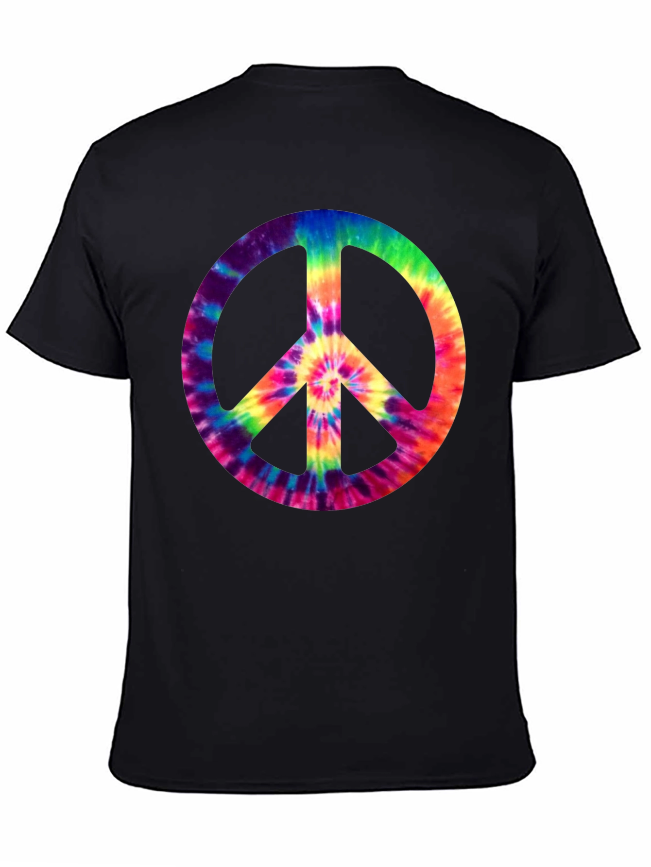Tie-Dye Peace Sign Graphic Tee - Retro Style