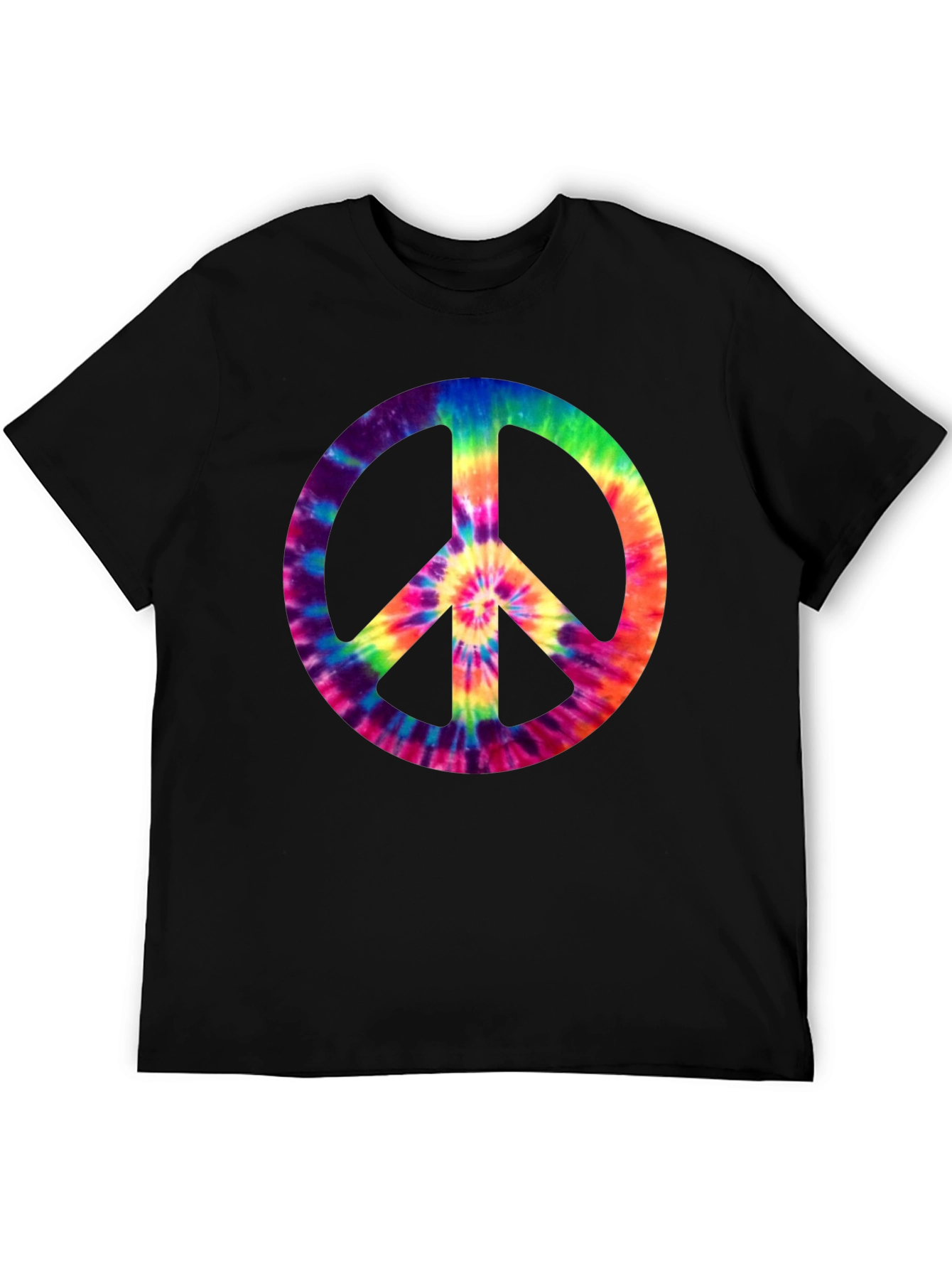 Tie-Dye Peace Sign Graphic Tee - Retro Style