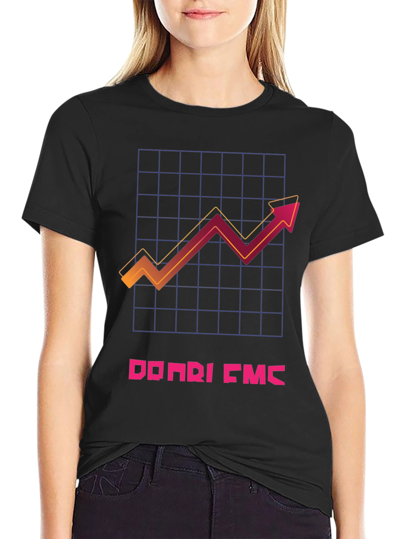 Trendy Black T-Shirt with Graphic Chart Design