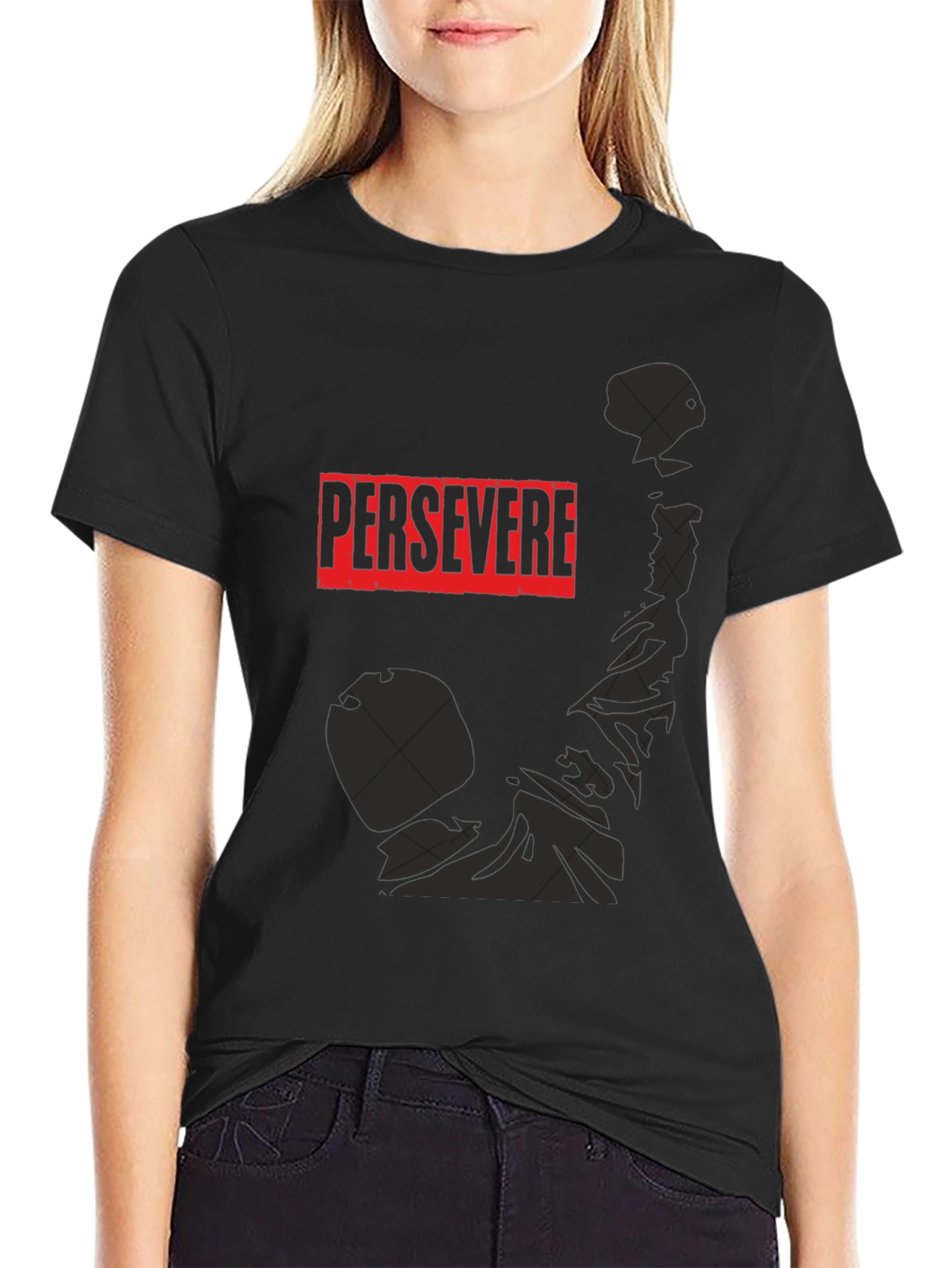 Persevere Graphic Tee - Black Cotton Shirt